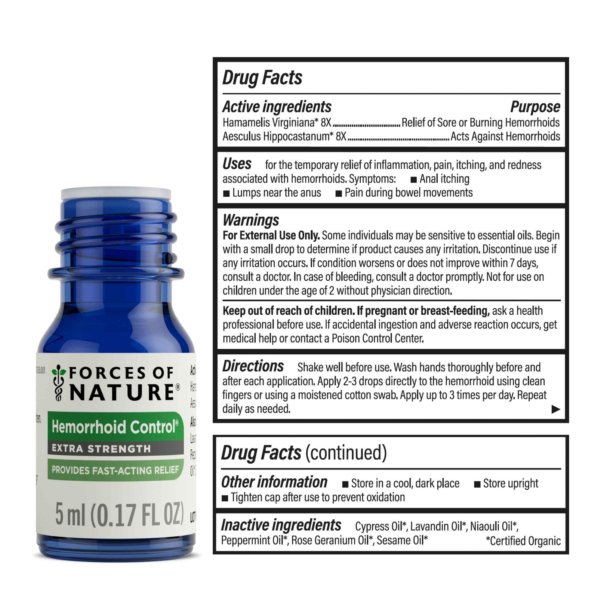 Forces of Nature Hemorrhoid Control Extra Strength (5ml) + Organic Fissure Care (5ml) | Virtual Bundle Forces of Nature buy supplements canada