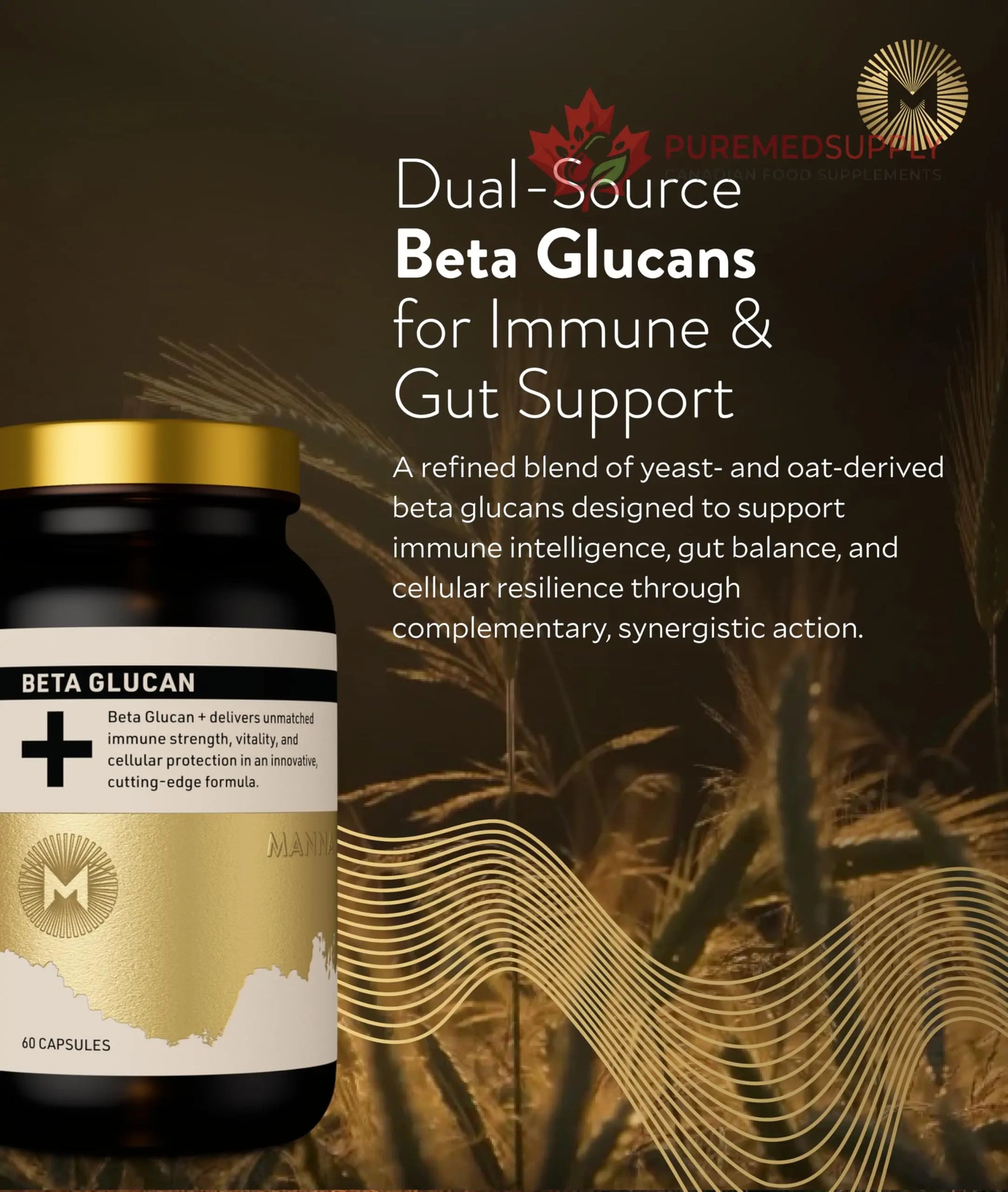 Manna Beta Glucan+ Capsules | 1000mg Beta Glucan Complex | Reishi Mushroom & Oats | Supplement for Immune Support, Heart Health, Cellular Renewal & Antioxidant Protection | 60 Count M Manna buy supplements canada