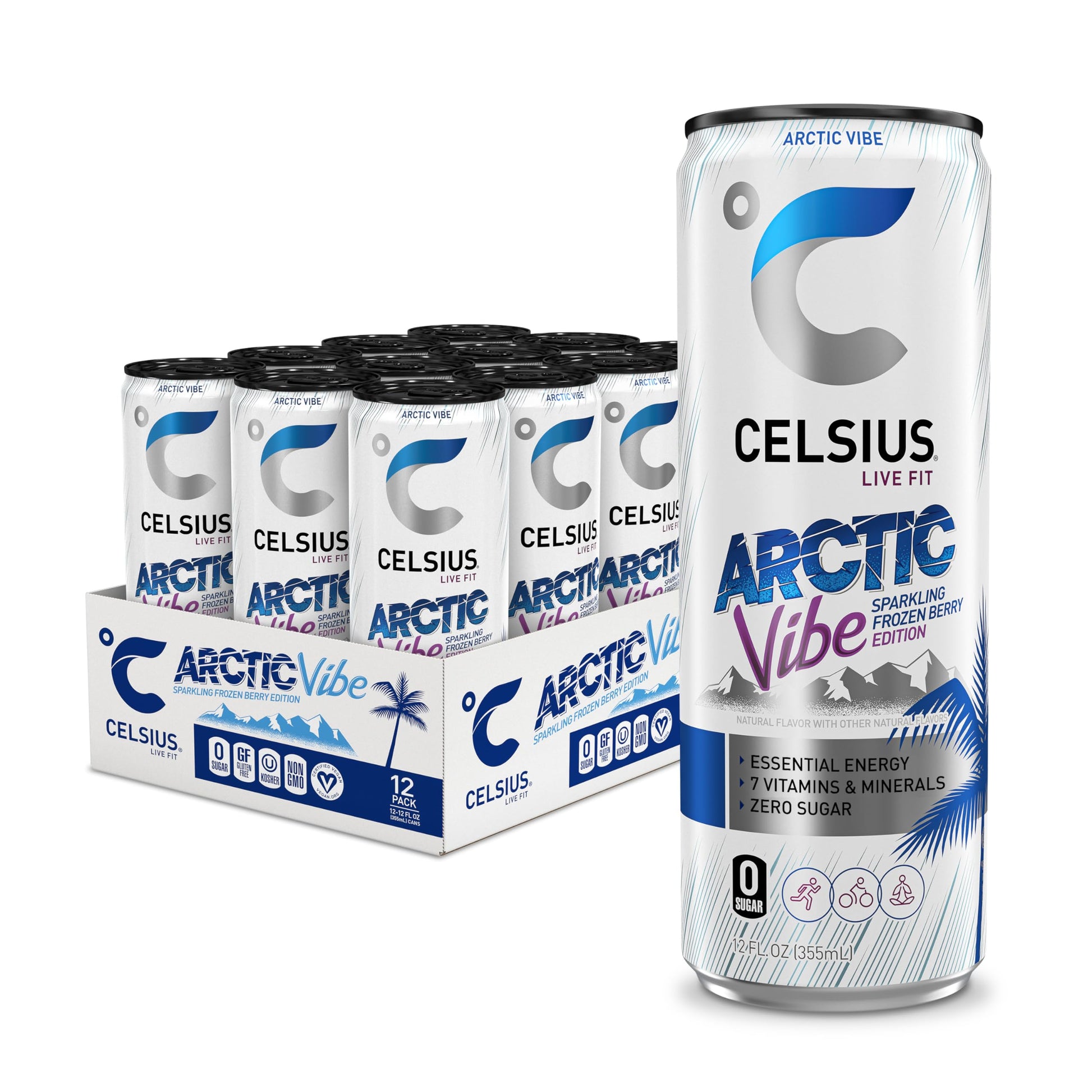 CELSIUS Arctic Vibe Sparkling Frozen Berry, Functional Essential Energy Drink, 12 Fl Oz CELSIUS buy supplements canada