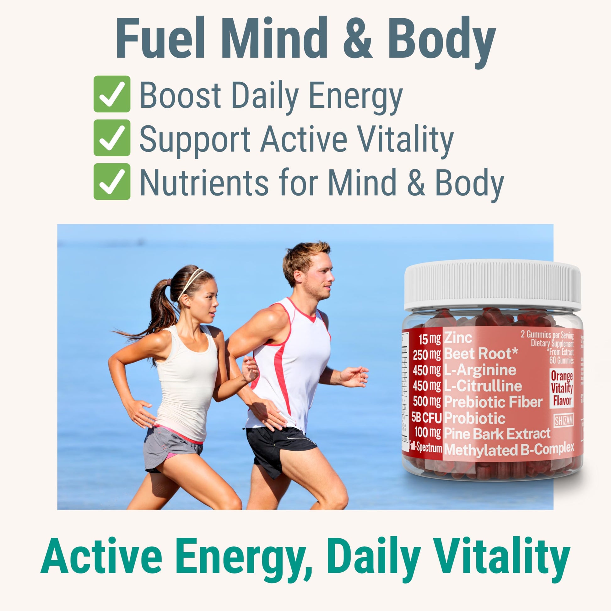Pine Bark Extract L-Arginine L-Citrulline Beetroot Probiotic Fiber Methylated B Complex Zinc Gummies for Women Men Adults Kids w. Chicory Root Inulin 5-MTHF B6 P5P Powder Capsule Pill Supplement Alt SHIZAM buy supplements canada
