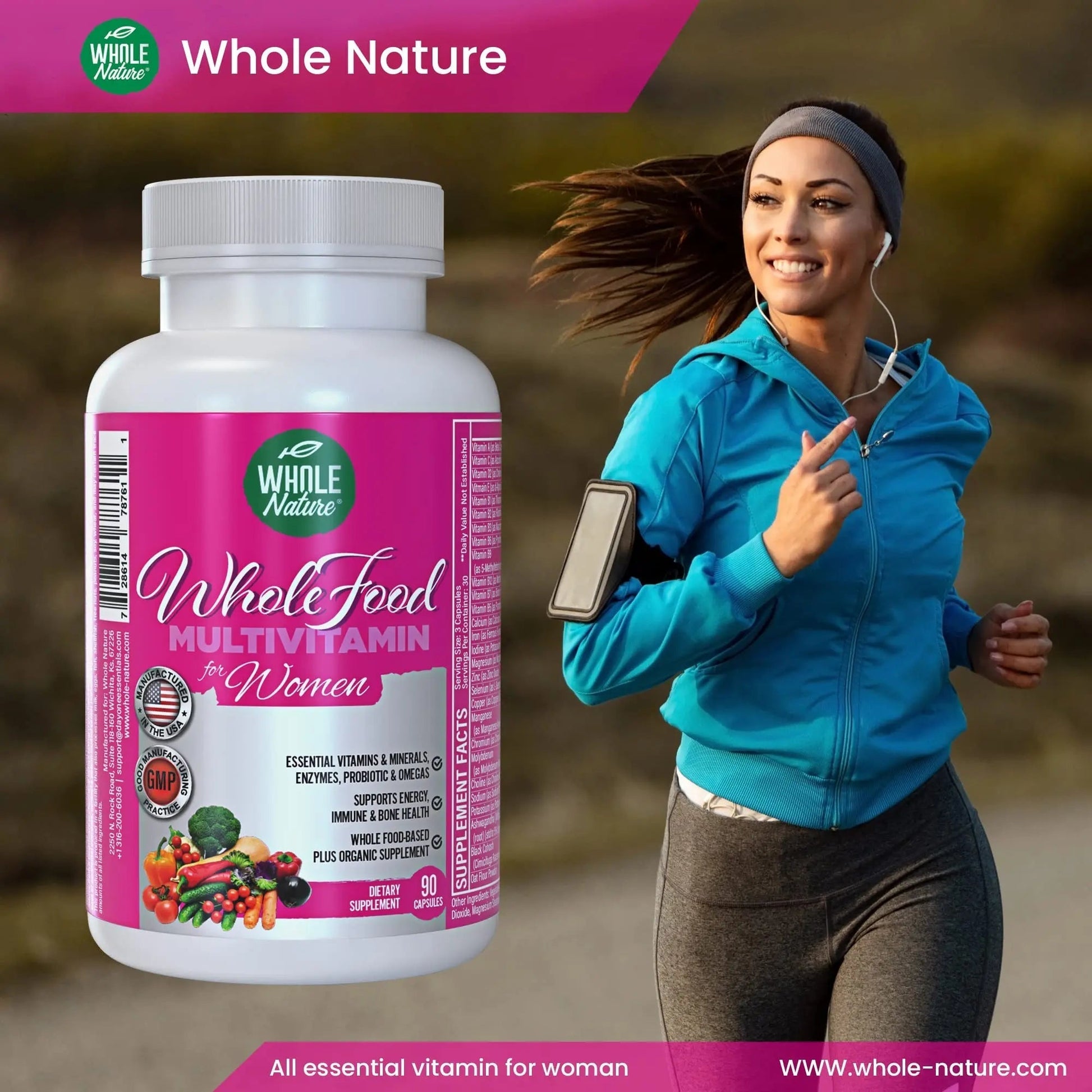 Whole Nature Whole Food Multivitamin for Women Womens Multi Vitamin with Folate, B12 Methyl, Vitamins, Minerals, Probiotics and Omegas Whole Nature buy supplements canada
