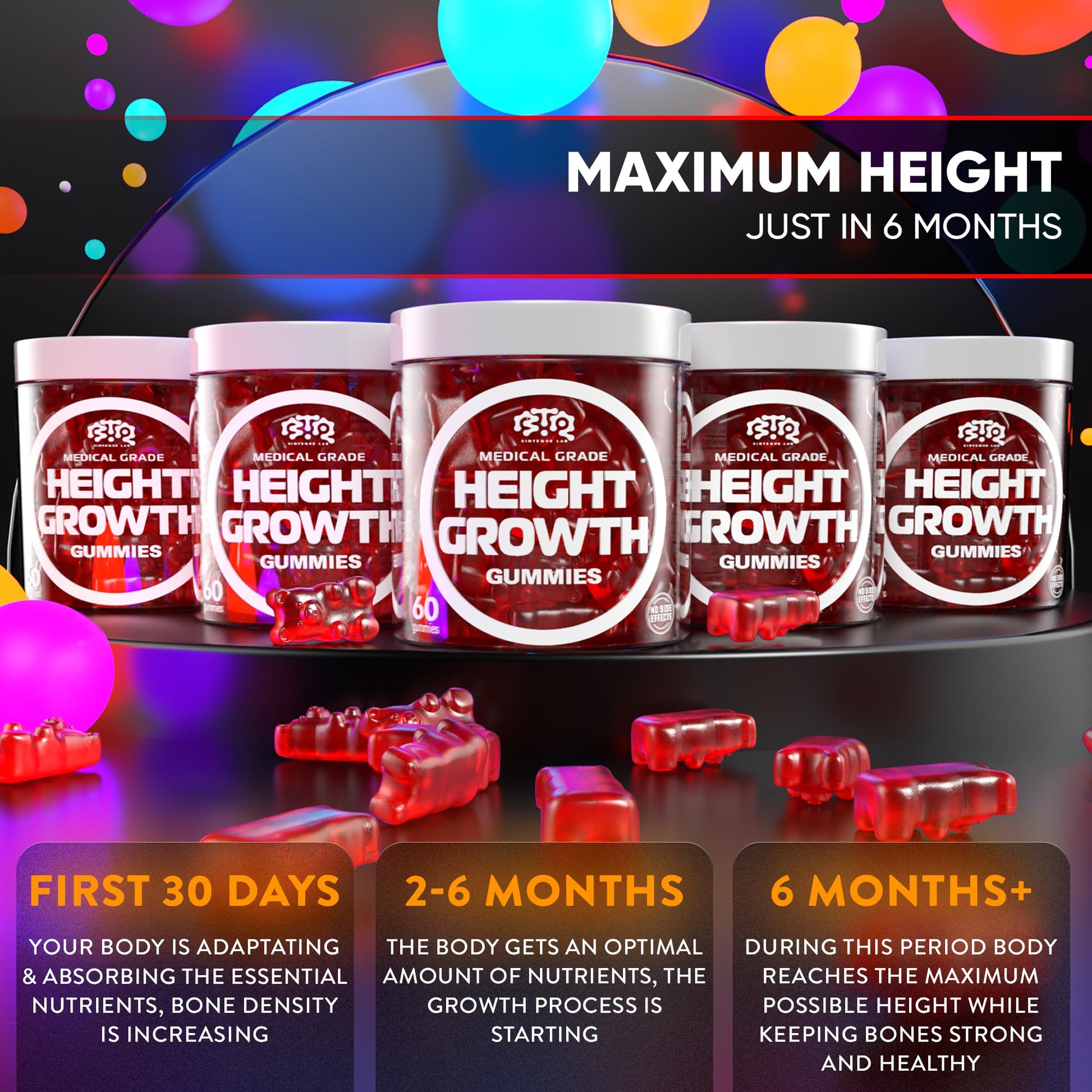 BIOTEQUELAB Height Growth Increase Gummies Vitamins, Grow Tall Supplement, Calcium, Magnesium, Zinc, Ashwagandha, BTQ BIOTEQUE LAB buy supplements canada