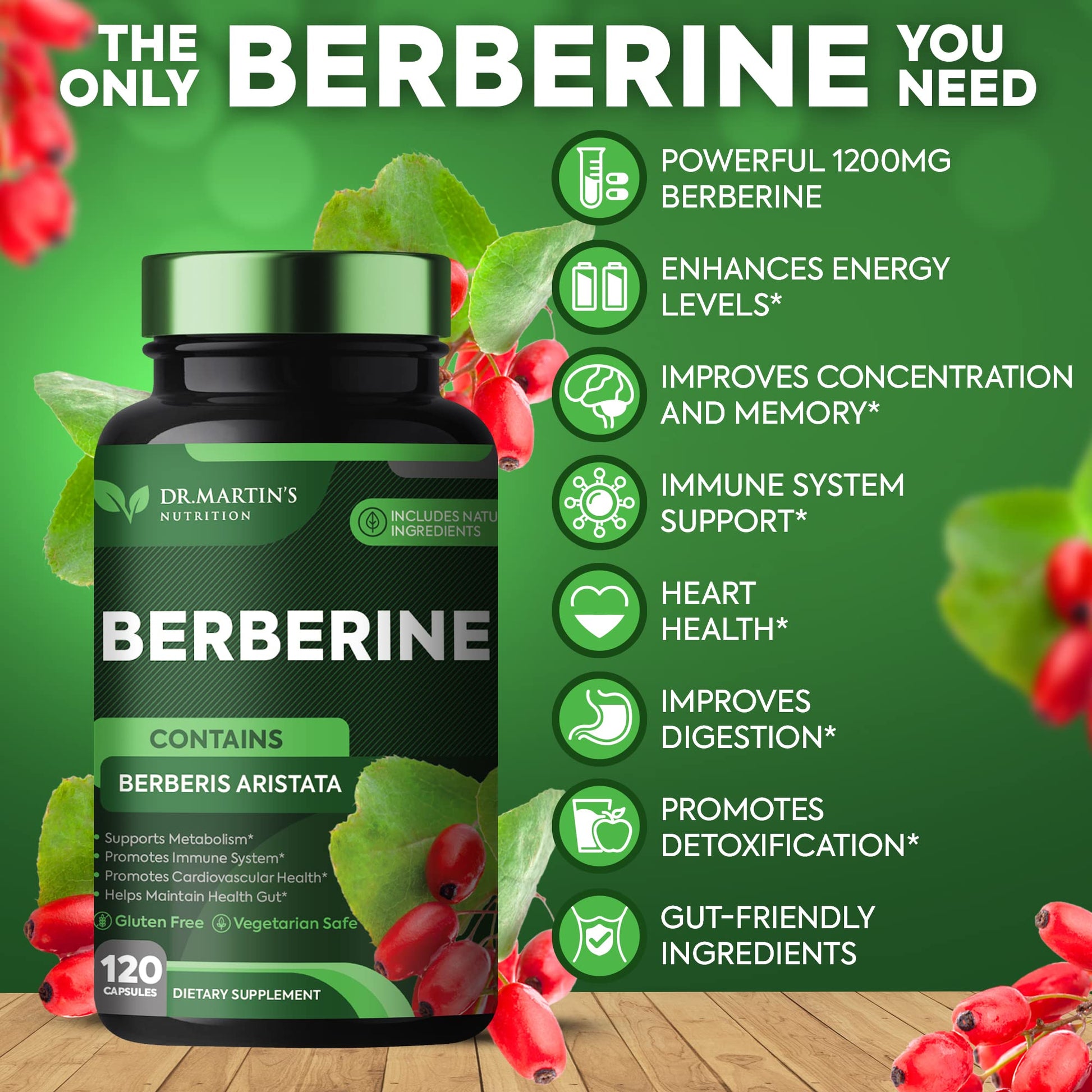 Potent 1200mg Berberine Supplement | 120 Capsules | Berberine HCL Supplement For Healthy DR. MARTIN'S NUTRITION buy supplements canada