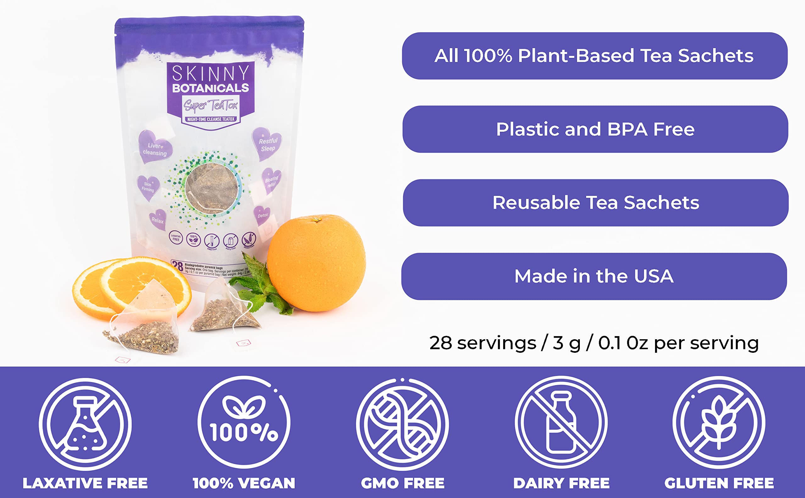Skinny Botanicals Evening Detox Tea for Body Cleanse All Natural - Laxative-Free Skinny Botanicals buy supplements canada