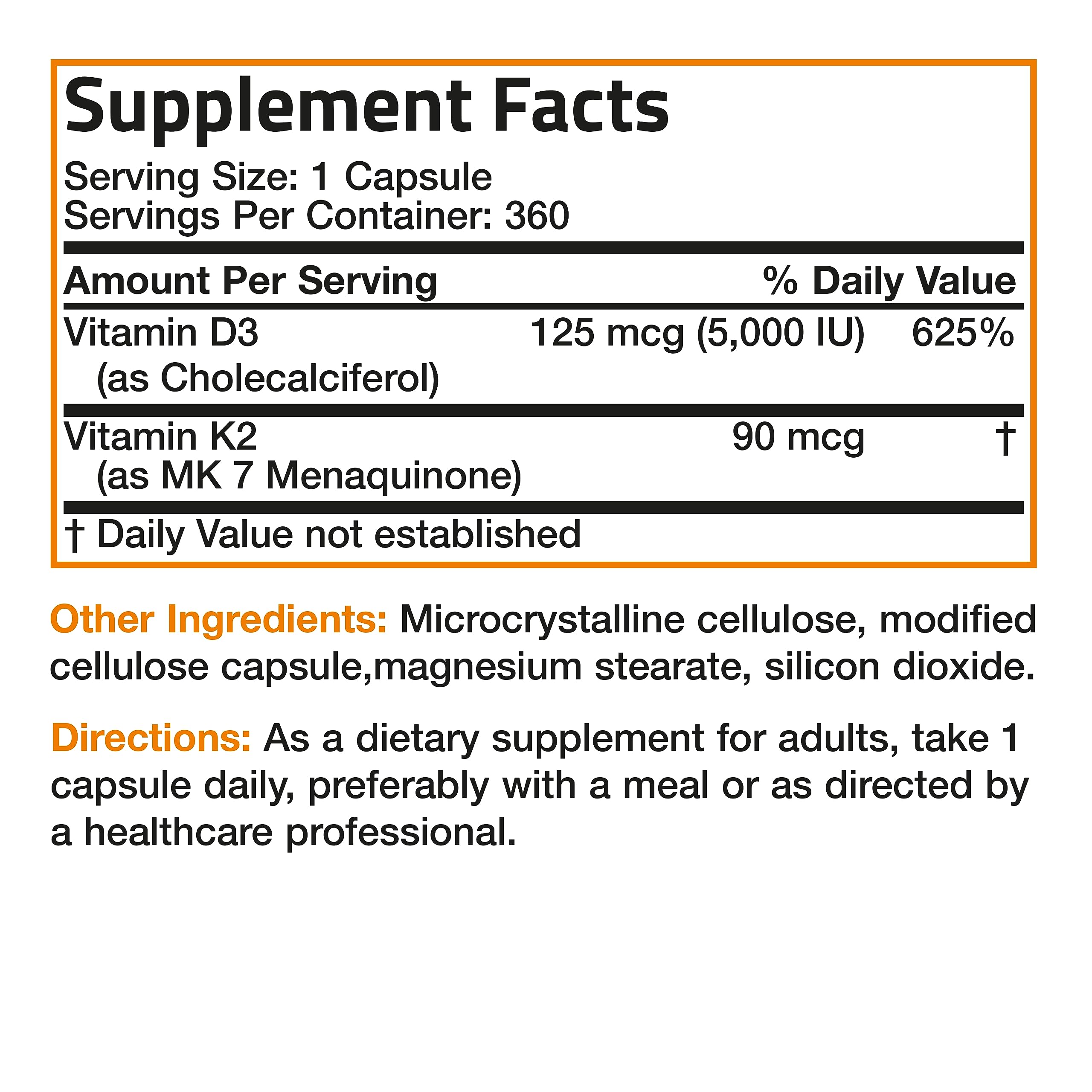 Bronson Vitamin K2 (MK7) with D3 Supplement Non-GMO Formula 5000 IU Vitamin D3 Bronson buy supplements canada