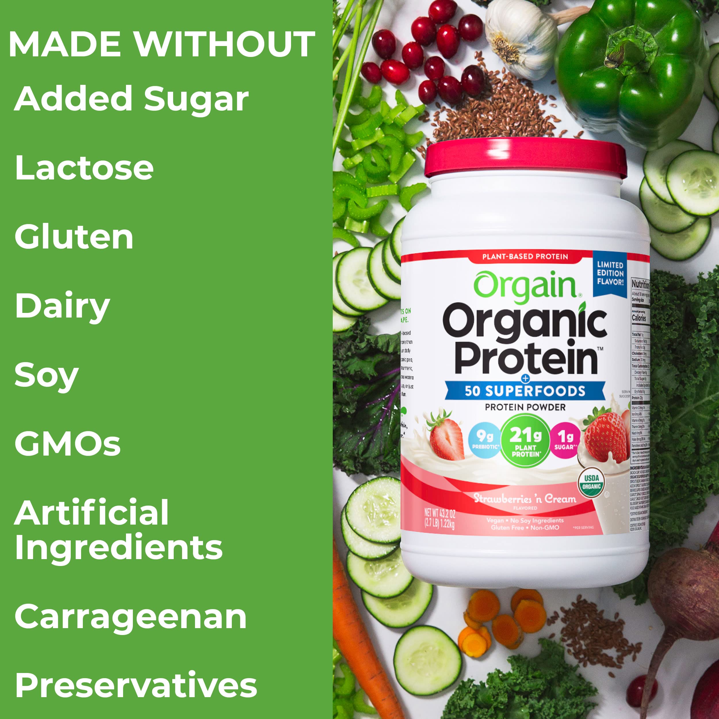 Orgain Organic Vegan Protein Powder + 50 Superfoods, Strawberries and Cream Orgain buy supplements canada