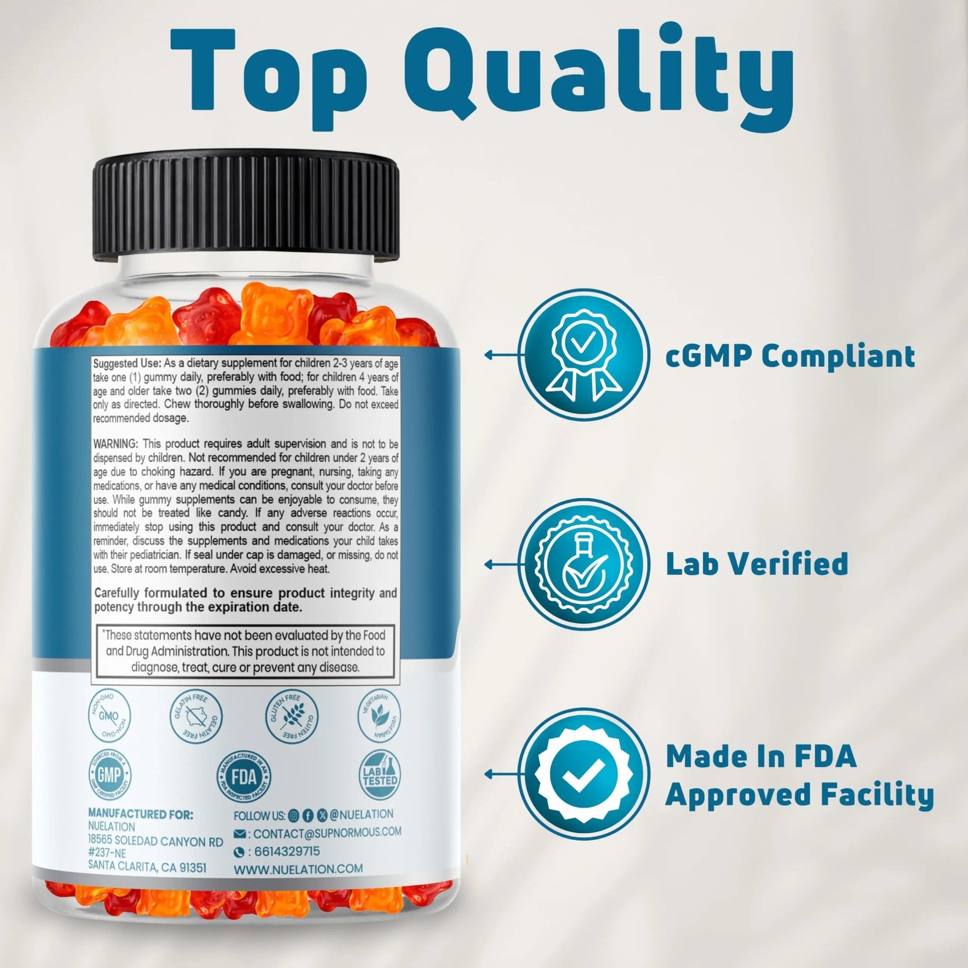 NUELATION Kids Multivitamin Gummies, 30-60 Day Supply with 14 Essential Kids Vitamins & Minerals. Toddler Vitamins for Overall Wellness. Non-GMO, Gelatin-Free, Gluten-Free, Vegetarian Children Vitamin NUELATION buy supplements canada