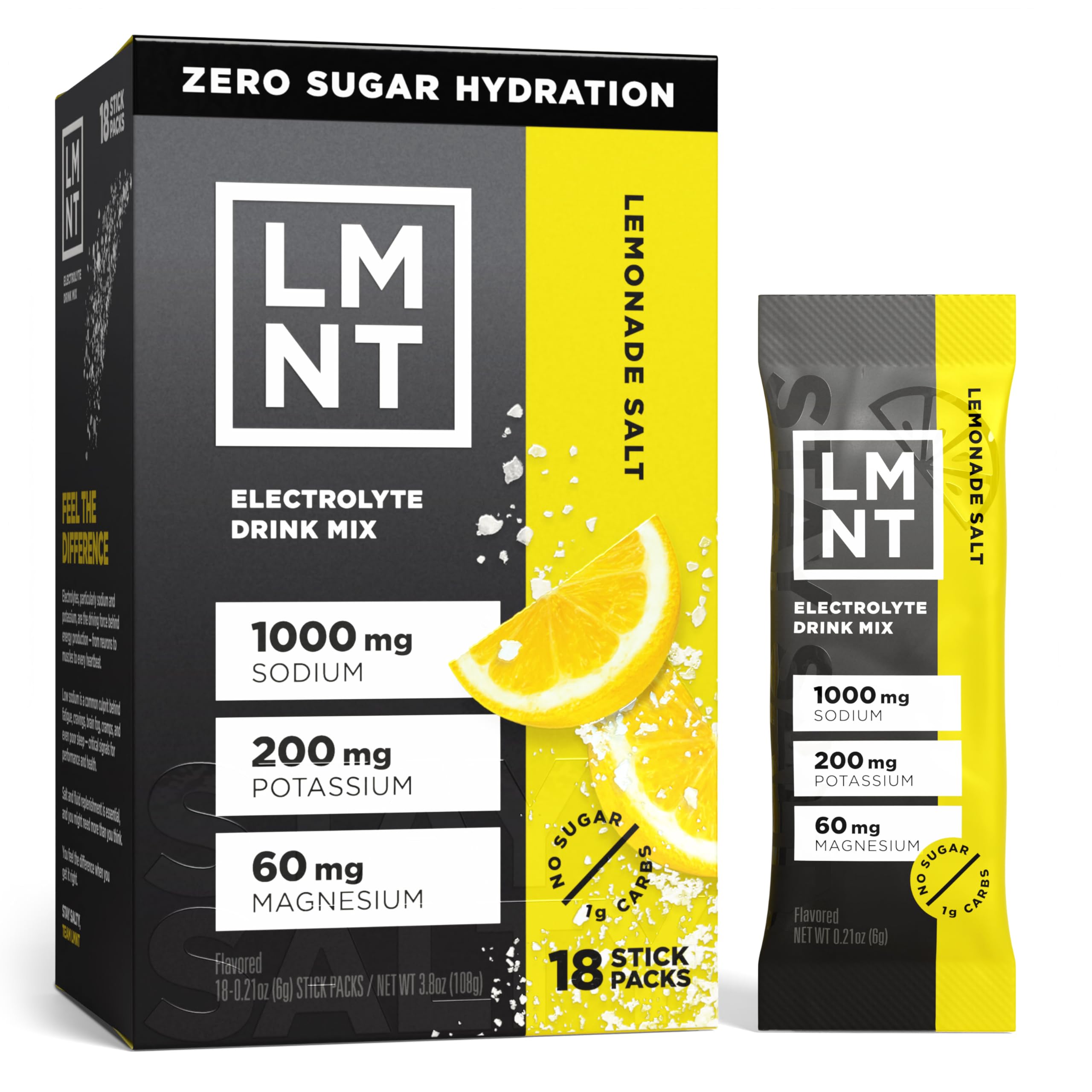 LMNT Zero Sugar Electrolytes - Lemonade | Drink Mix | 18-Count Drink LMNT buy supplements canada
