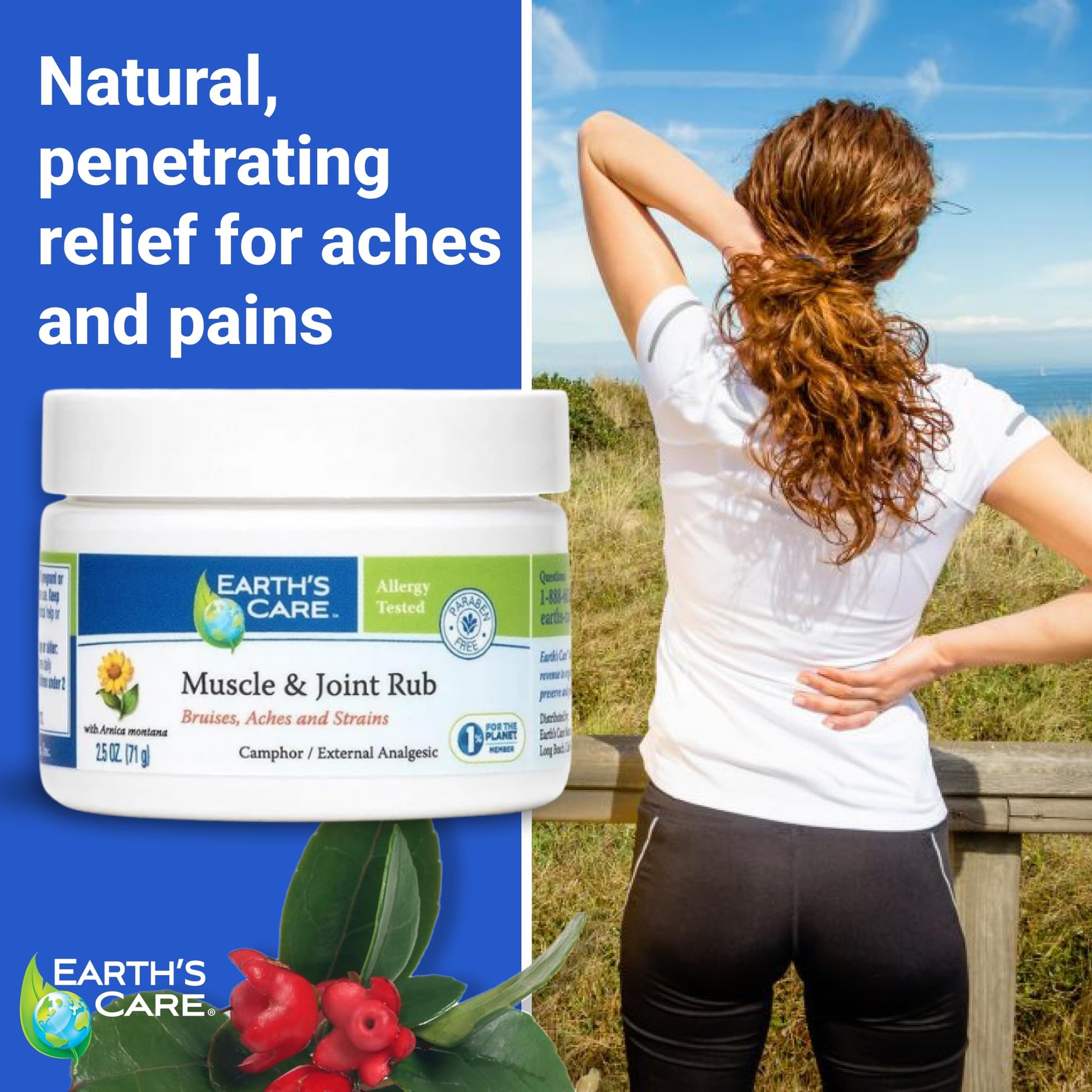 Earth's Care Muscle & Joint Rub - for Sore Muscles, Bruises, Aches and Strains - 2.5 OZ. Earth's Care buy supplements canada