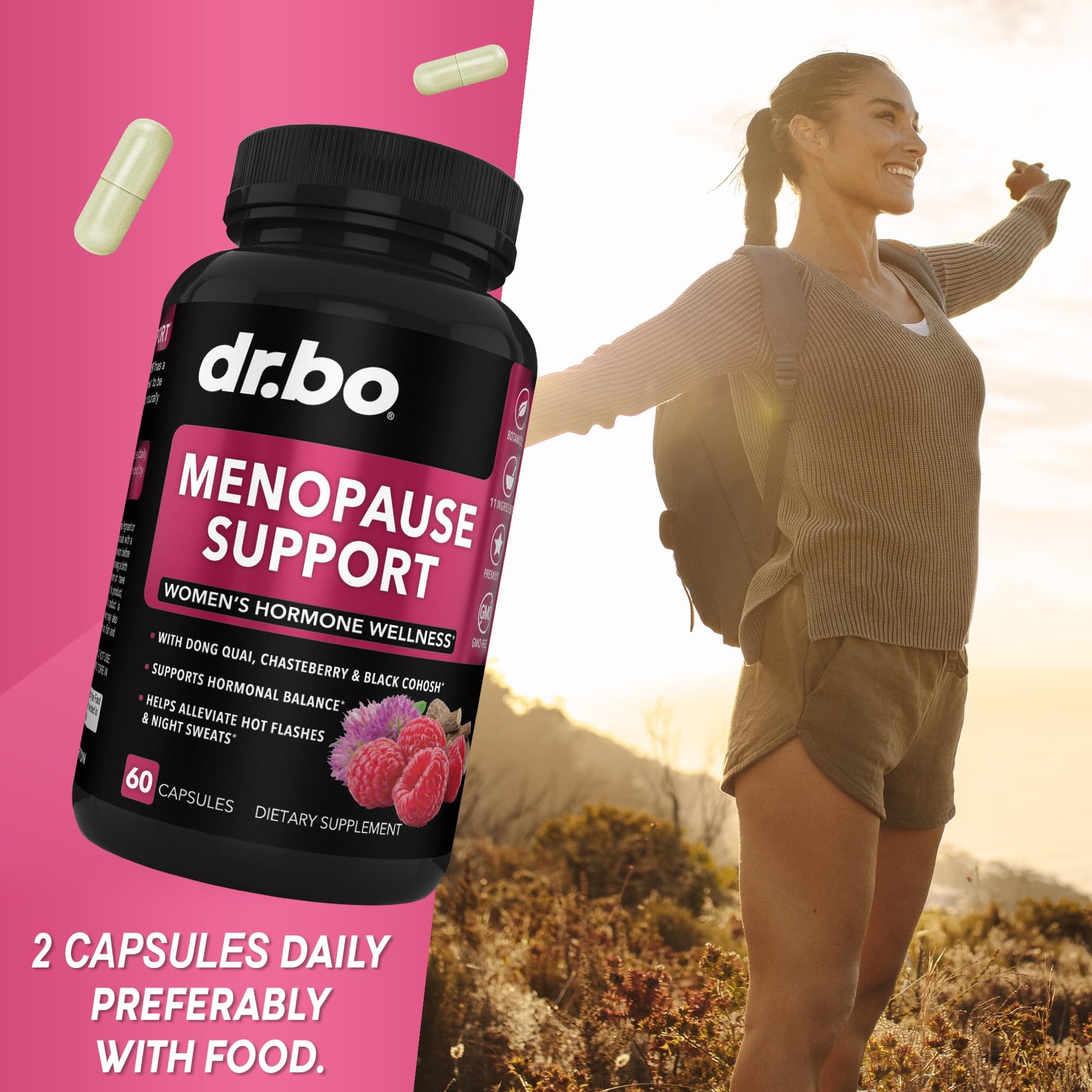 Menopause Supplements for Women Support Pills - Natural Menopause Relief for Hot Flashes, Night Sweats & Mood Swings with Dong Quai, Chasteberry & Black Cohosh - Hormone Balance for Women Supplement DR. BO buy supplements canada