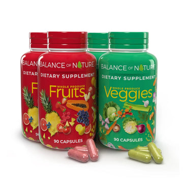 Balance of Nature Fruits & Veggies Supplements - Whole Fruit and Vegetable Ingredients for Women, Men, and Kids - 90 Fruits Capsules, 90 Veggies Capsules - 2 Sets Balance of Nature buy supplements canada