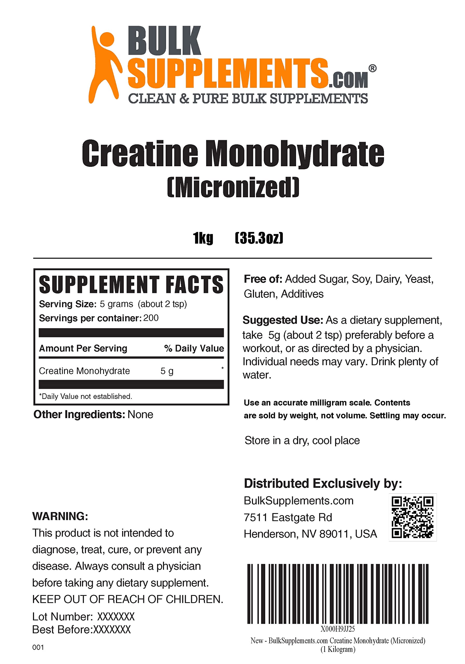 BULKSUPPLEMENTS.COM Beta Alanine Powder 1KG, with Creatine Monohydrate Powder BULKSUPPLEMENTS.COM buy supplements canada