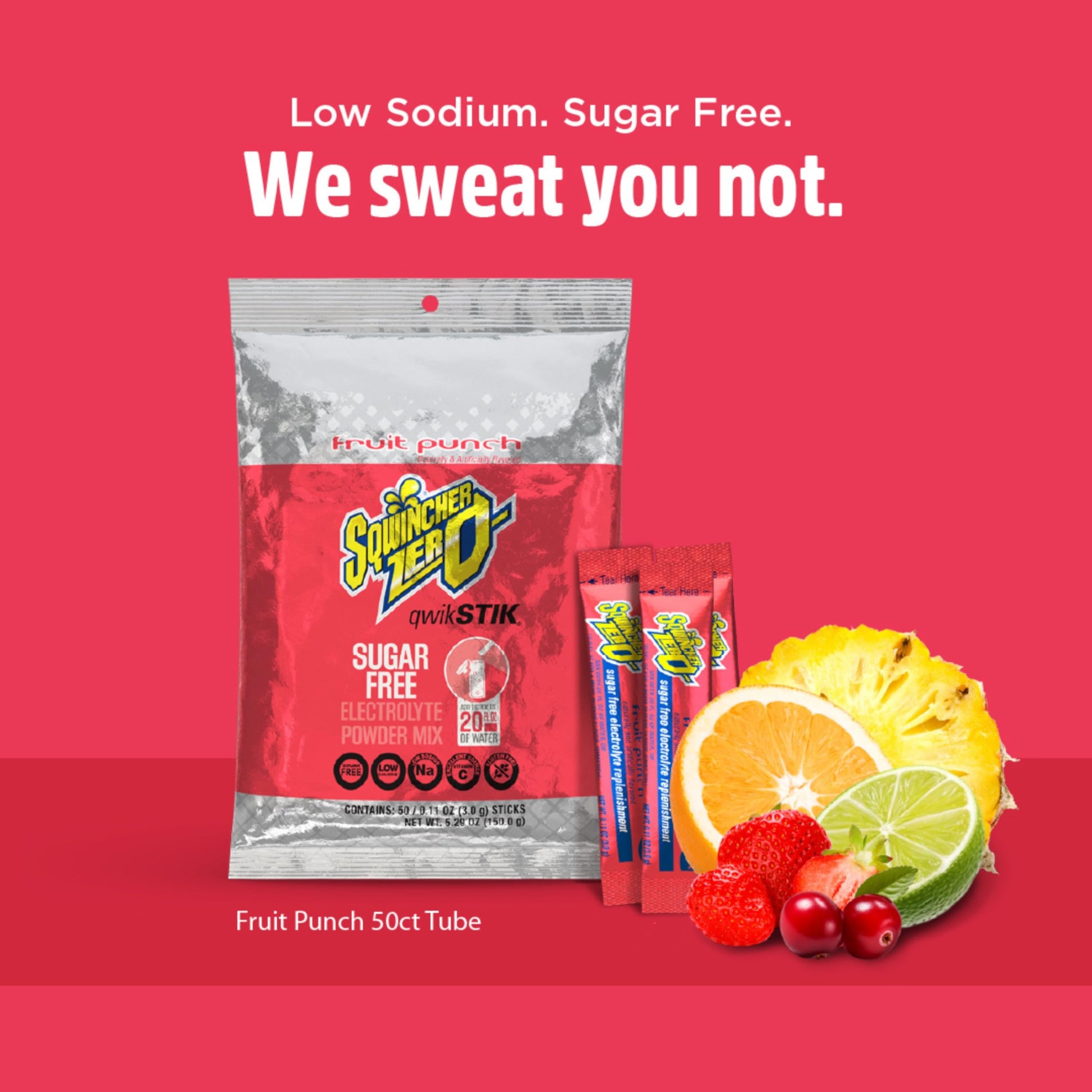 Sqwincher Zero Qwik Stik, Fruit Punch, Sugar Free, Low Calorie, Low Sodium Electrolyte Powder Hydration Drink Mix, .11 0z Packet (Pack of 50) Sqwincher buy supplements canada