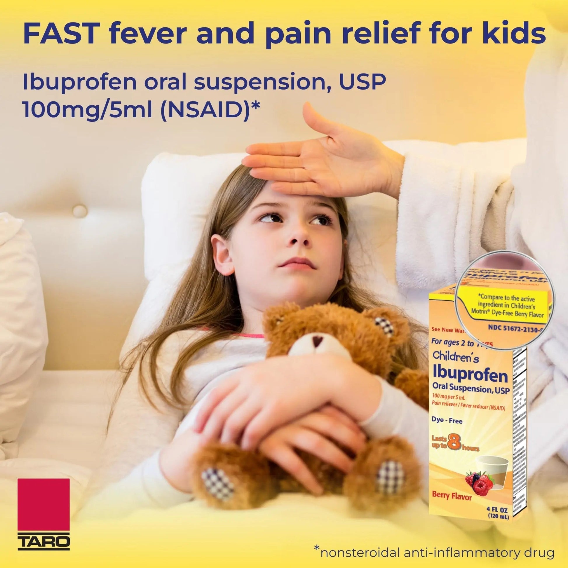 Children's Ibuprofen Oral Suspension 100 mg per 5 mL, 4 Fl Oz, Pain Reliever and Fever Reducer for Ages 2-11 Years, Dye-Free, Berry Flavor TARO buy supplements canada