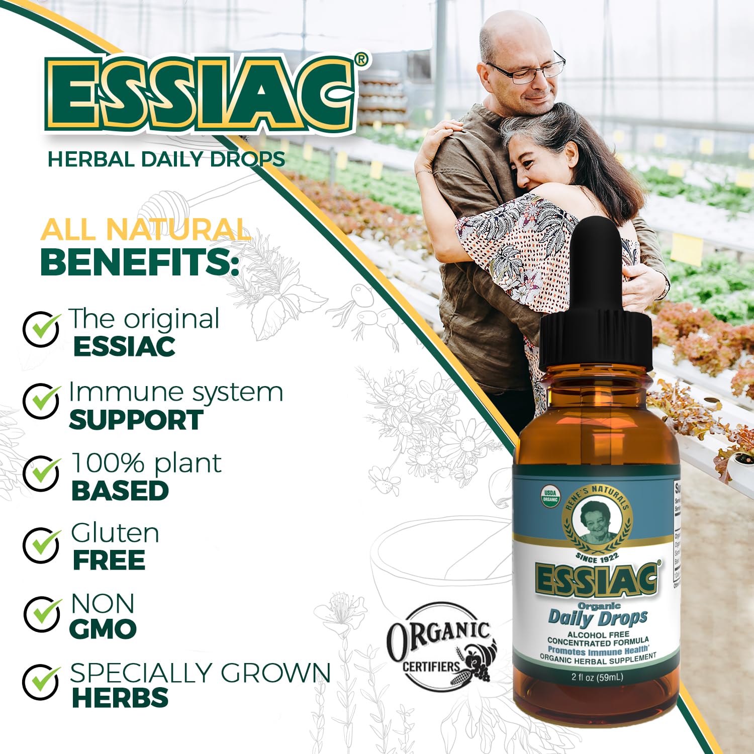 Essiac Original Tea USDA Organic Daily Drops for Enhanced Lymphatic Drainage and Immune Support | Alcohol Free Concentrated Formula | 2oz (59ml) Essiac buy supplements canada