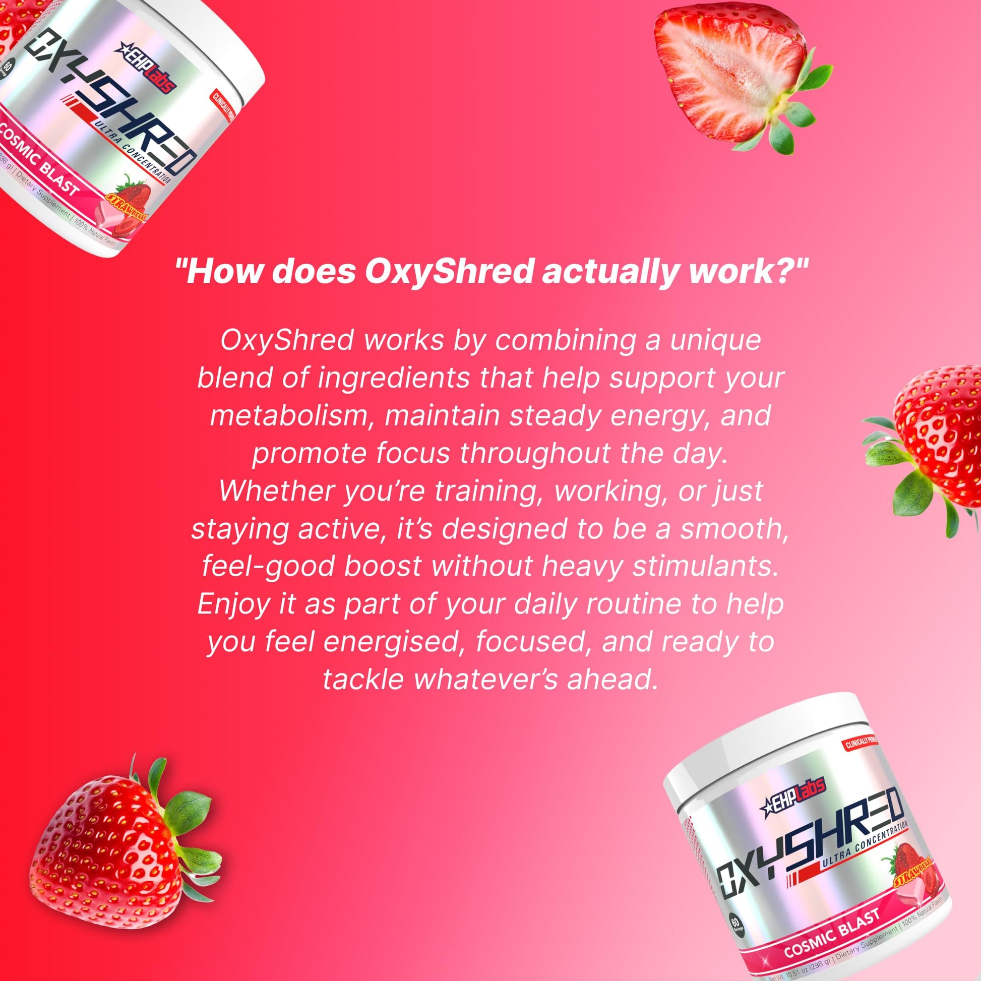 EHP Labs OxyShred Pre Workout Powder - Preworkout Powder with L Glutamine & Acetyl L Carnitine, Energy Boost Drink - Cosmic Blast, 60 Servings EHP Labs buy supplements canada