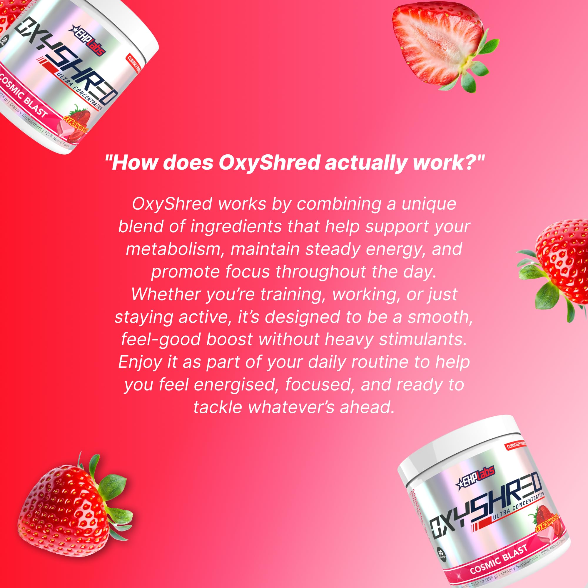 EHP Labs OxyShred Pre Workout Powder - Preworkout Powder with L Glutamine & Acetyl L Carnitine, Energy Boost Drink - Cosmic Blast, 60 Servings EHP Labs buy supplements canada