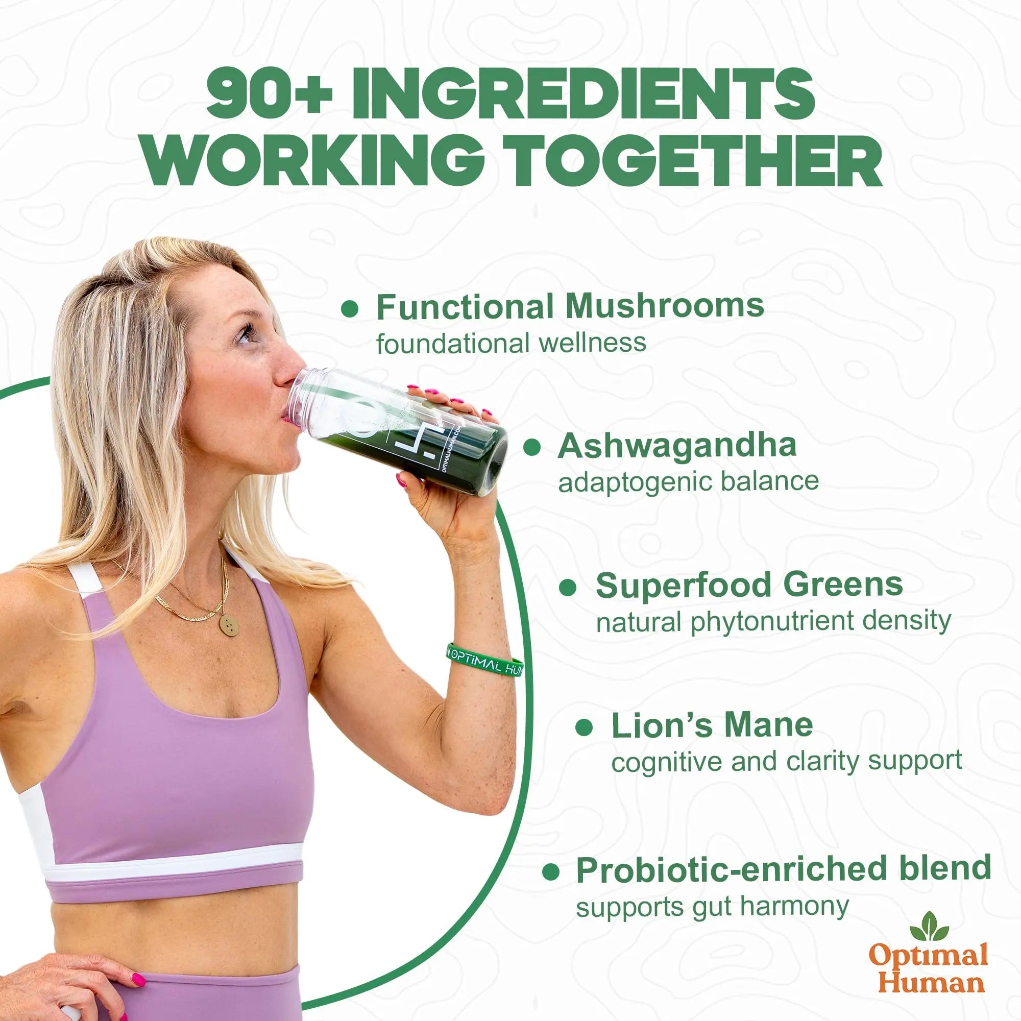 Optimal Human Superfood Greens Powder – 90+ Ingredient Blend with Lion’s Mane Supplement, Ashwagandha & Turmeric O H buy supplements canada