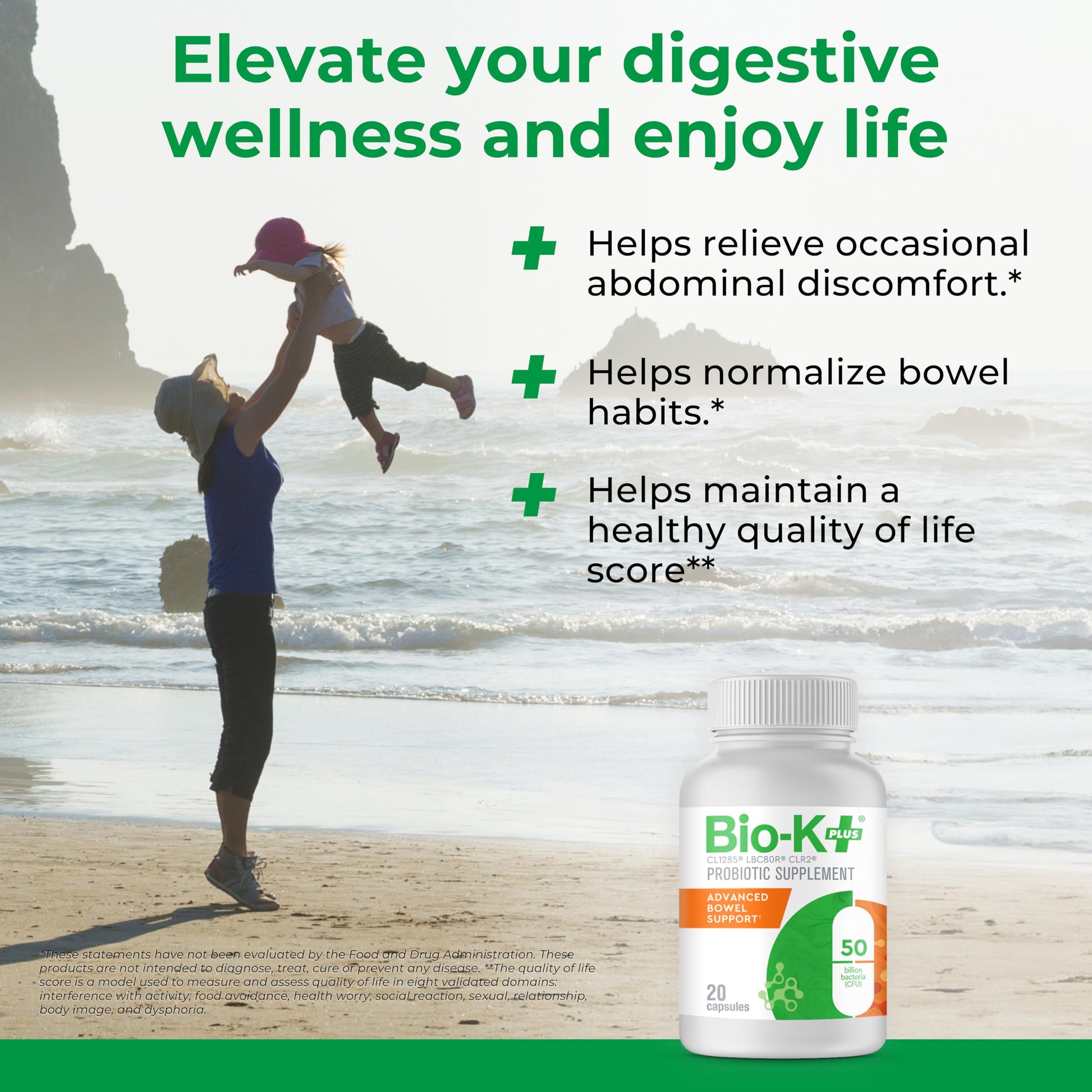 Bio-K+ Probiotic Advanced Bowel Support – 50 Billion CFU – Vegan, Gluten-Free, Non-GMO – Supports Digestive Health & Regularity – for Men & Women – 20 Probiotic Capsules Bio-K Plus buy supplements canada