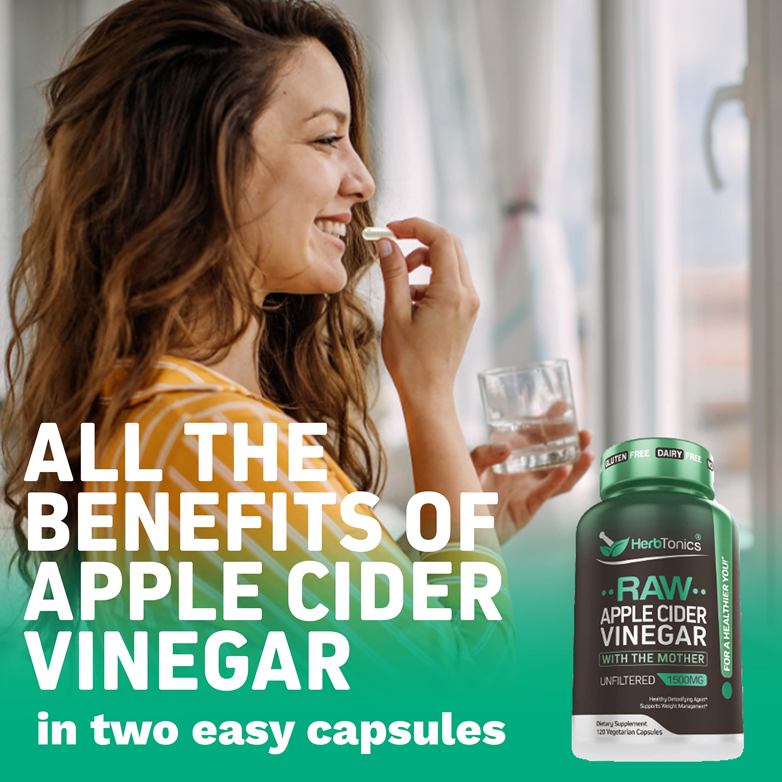 Herbtonics Raw Apple Cider Vinegar Capsules, 1500mg Detox Support (Packaging May Vary), 90 Caps Herbtonics buy supplements canada