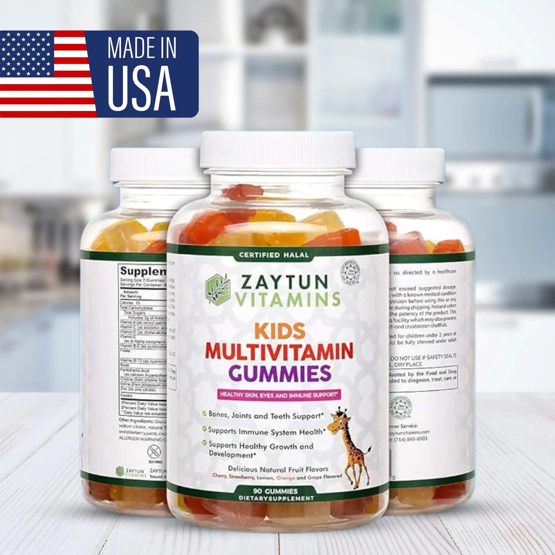 Zaytun Halal Vitamins for Kids Multivitamin Gummies, Naturally Sourced Vitamin A, C, D, E, B6, B12, Biotin - Vegetarian, No Gelatin Zaytun Vitamins buy supplements canada