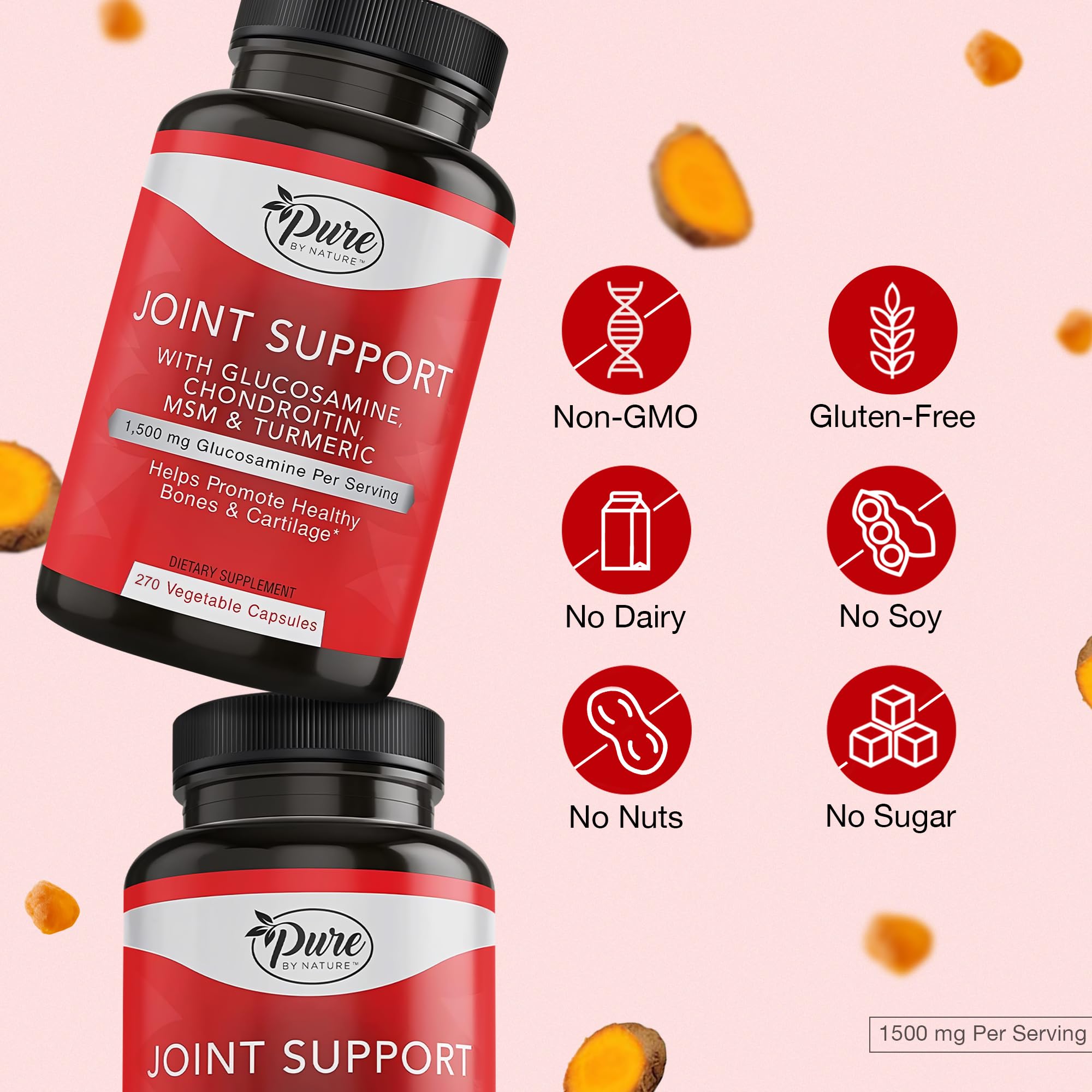 Pure By Nature Joint Support, Glucosamine with Chondroitin Turmeric MSM Boswellia Supplement, 270 Capsules Pure By Nature buy supplements canada
