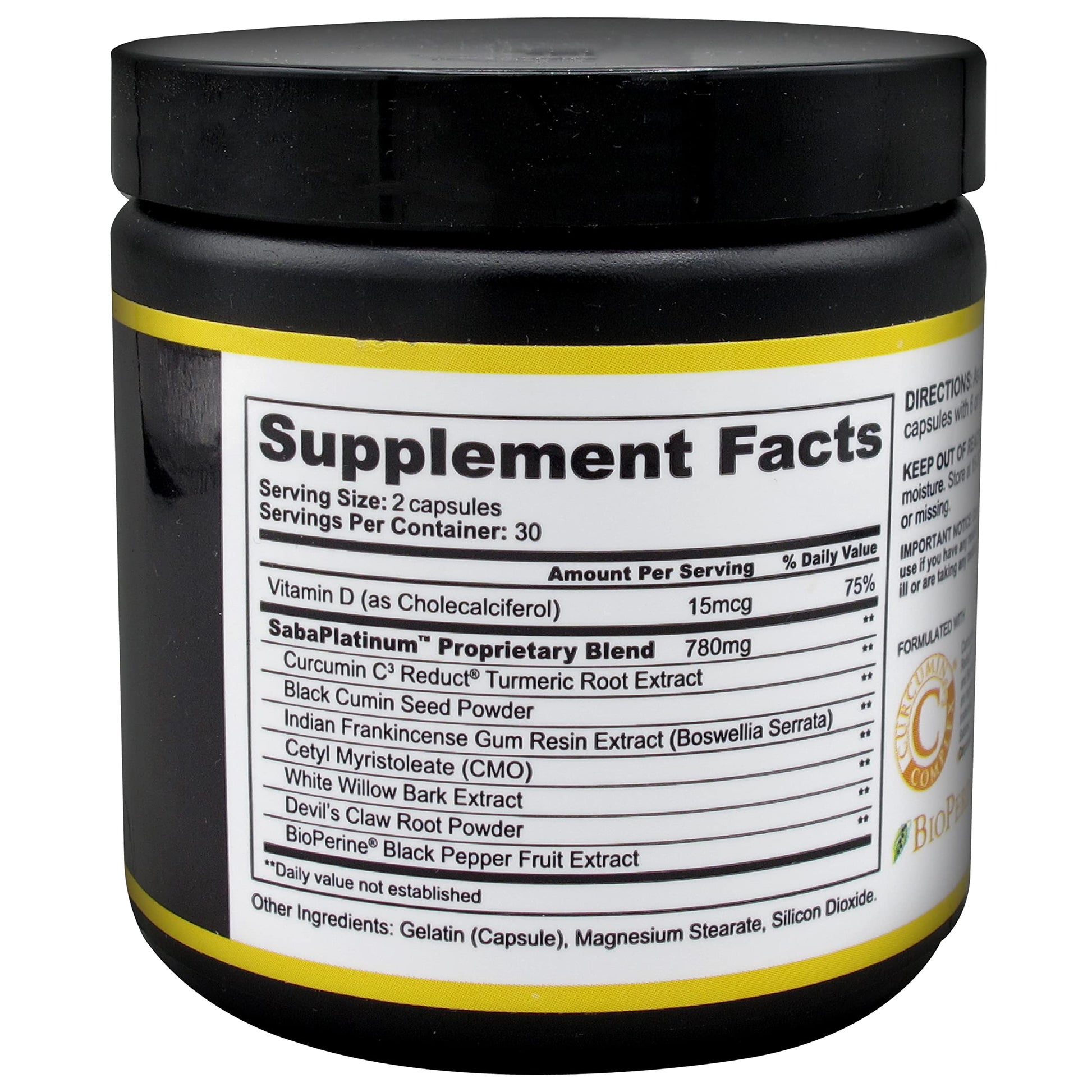Saba Platinum Joint Support – High Absorption Curcumin C3 Reduct & Boswellia – Fast Acting Turmeric Supplement for Joint Pain Relief, Mobility & Healthy Inflammation Response – 60 Vegan Capsules Saba buy supplements canada
