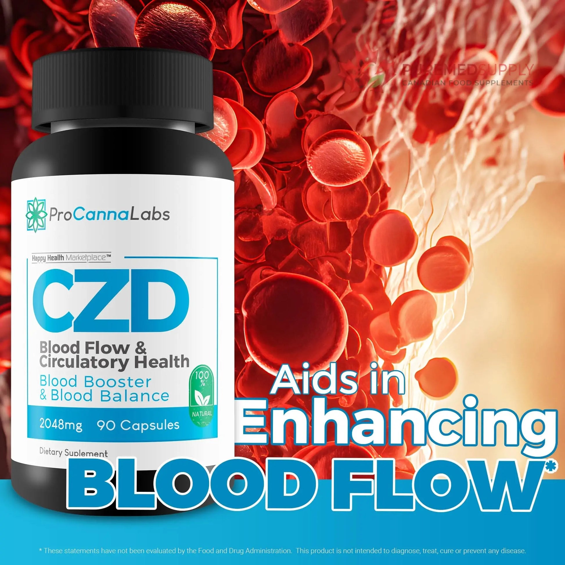 CDZ Supplement Vitamin C D and Zinc Plus Herbs - Our Best Vitamin C D Zinc Blood Booster for Blood Balance & Blood Flow - C Z D Blood Flow & Circulatory Health - Pro Canna Labs Gummies Capsules Happy Health Marketplace buy supplements canada