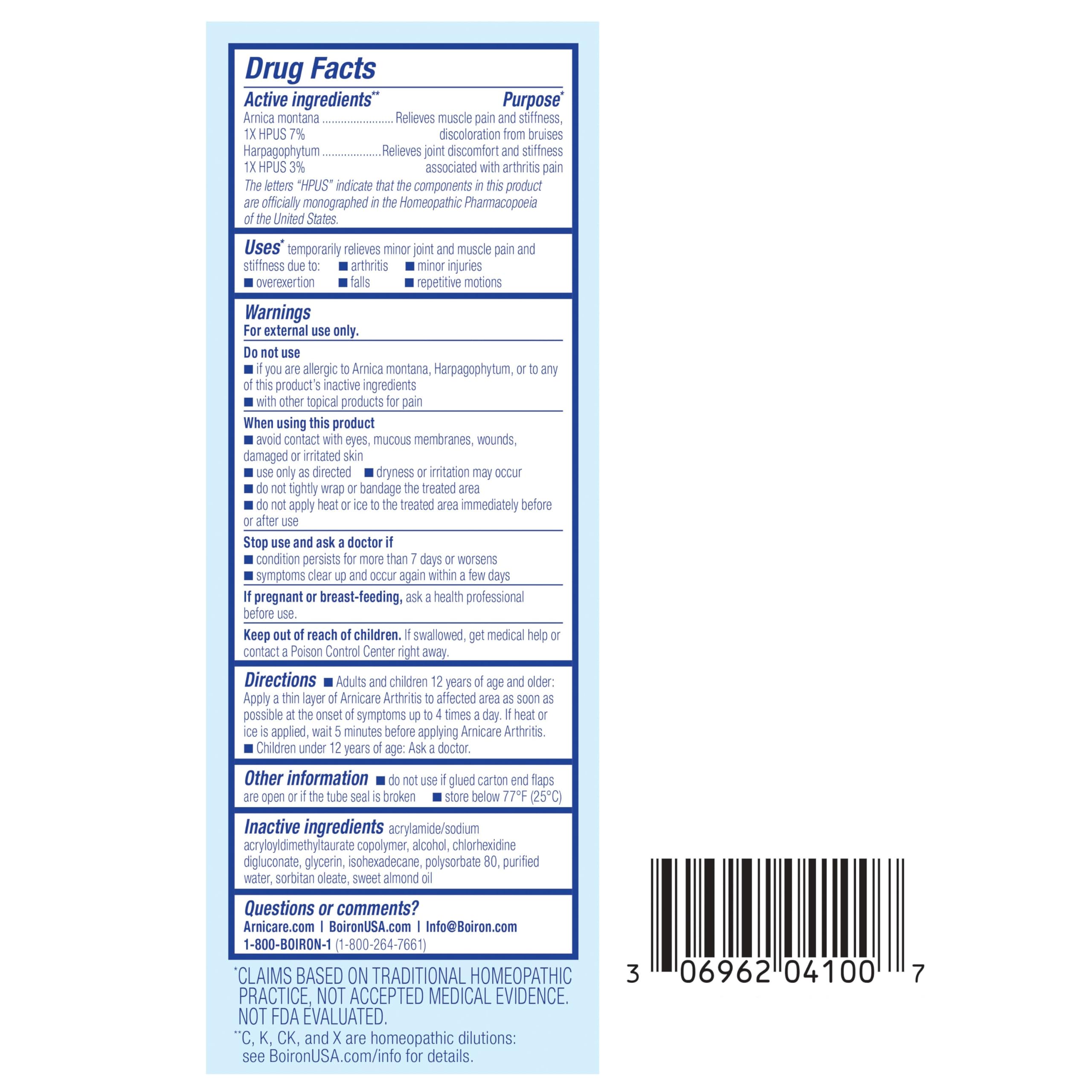 Boiron Arnicare Arthritis Cream for Pain Relief of Knees, Hands, Wrists, Elbows, Joints & Muscles – Quickly Absorbed & Fragrance-Free – 5 oz (2 Pack of 2.5 oz) Boiron buy supplements canada