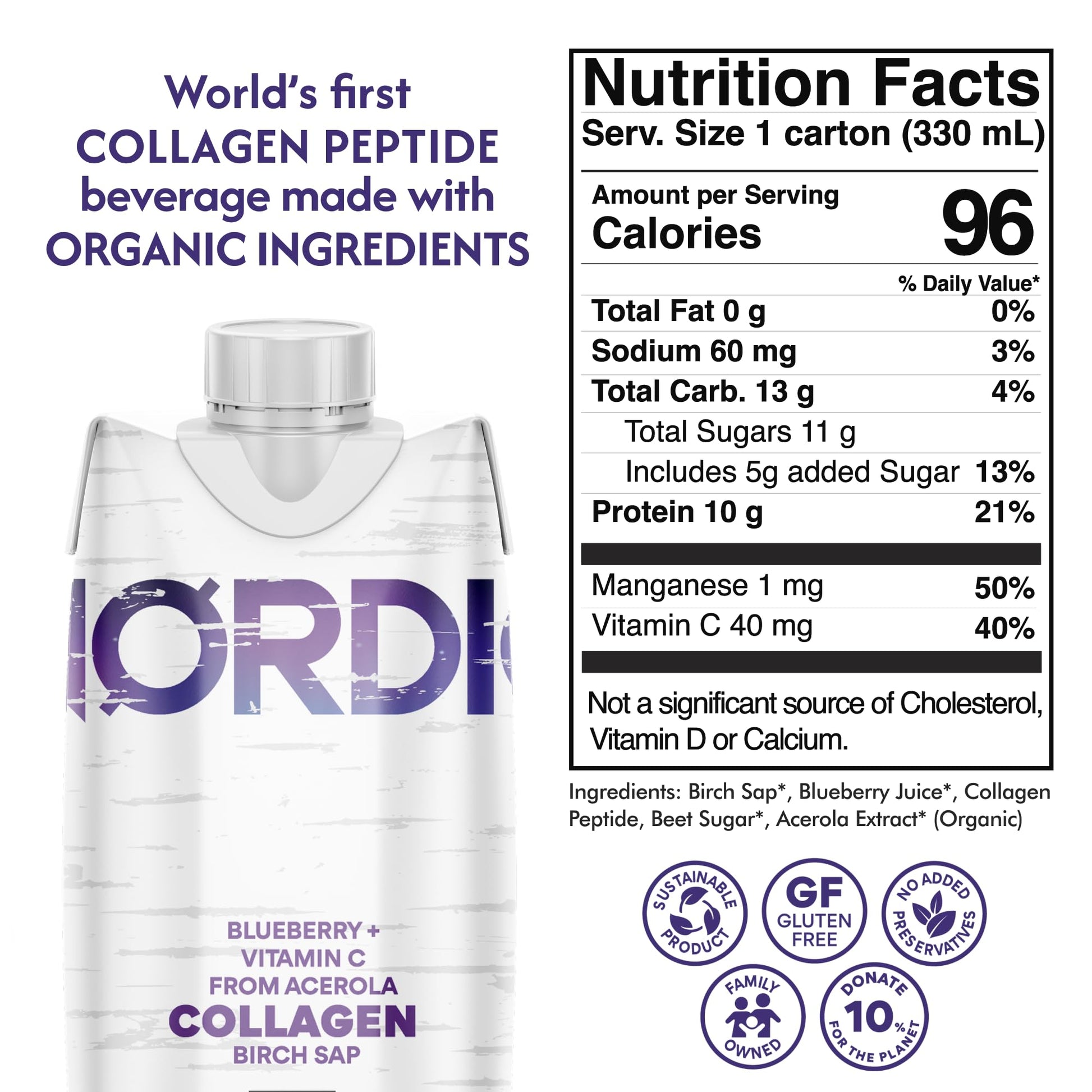 Nordic Liquid Collagen Peptide Drink, Organic Birch Sap, Wild blueberry + Vitamin C, Made in Finland - 10g Clinically Studied Grass Fed Collagen Peptides for Skin Hair Nails & Joint Support, with Silica, BPA-Free Beverage (12 Pack) Nordic Tree Water buy supplements canada