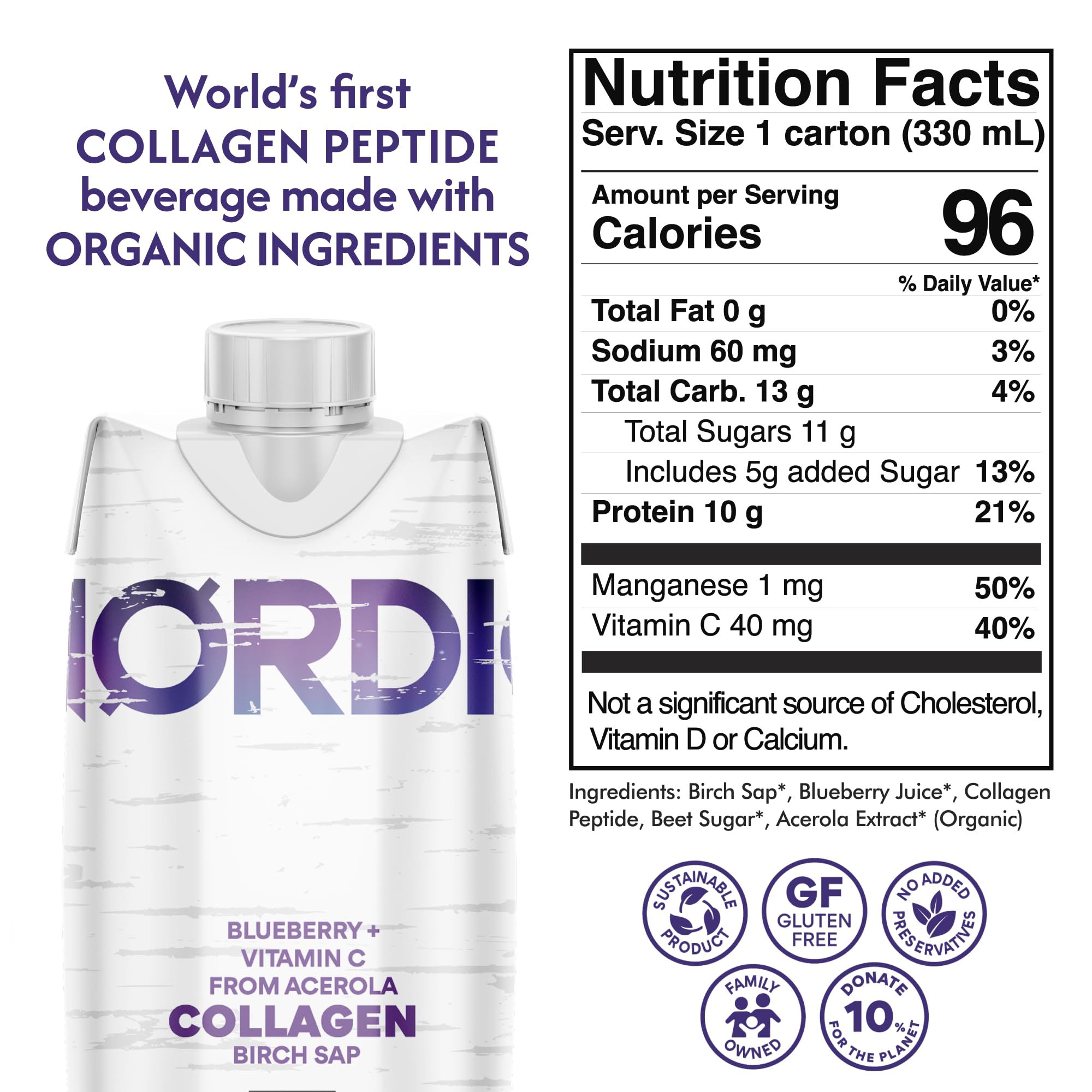 Nordic Liquid Collagen Peptide Drink, Organic Birch Sap, Wild blueberry + Vitamin C, Made in Finland - 10g Clinically Studied Grass Fed Collagen Peptides for Skin Hair Nails & Joint Support, with Silica, BPA-Free Beverage (12 Pack) Nordic Tree Water buy supplements canada