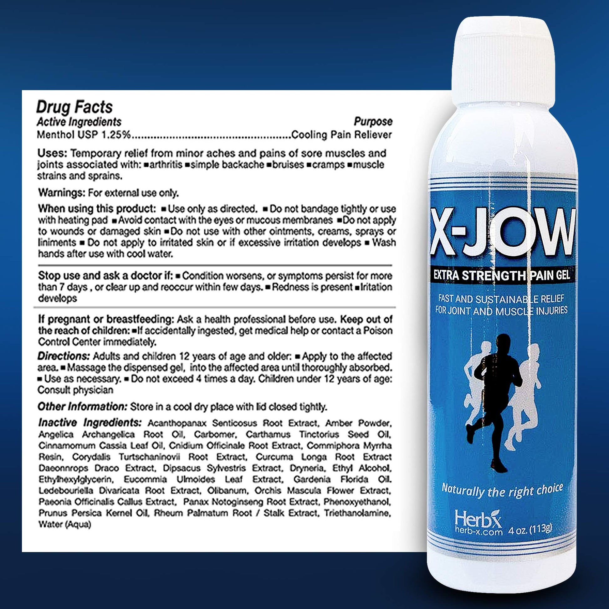 HerbX X-Jow Extra Strength Pain Relief Gel 4 oz - Herbal Massage Gel for Massage Therapy and Sports - Pain Terminator Cream for Muscles, Shoulders, and Joints Inflammation, Soreness and Discomfort x-jow buy supplements canada