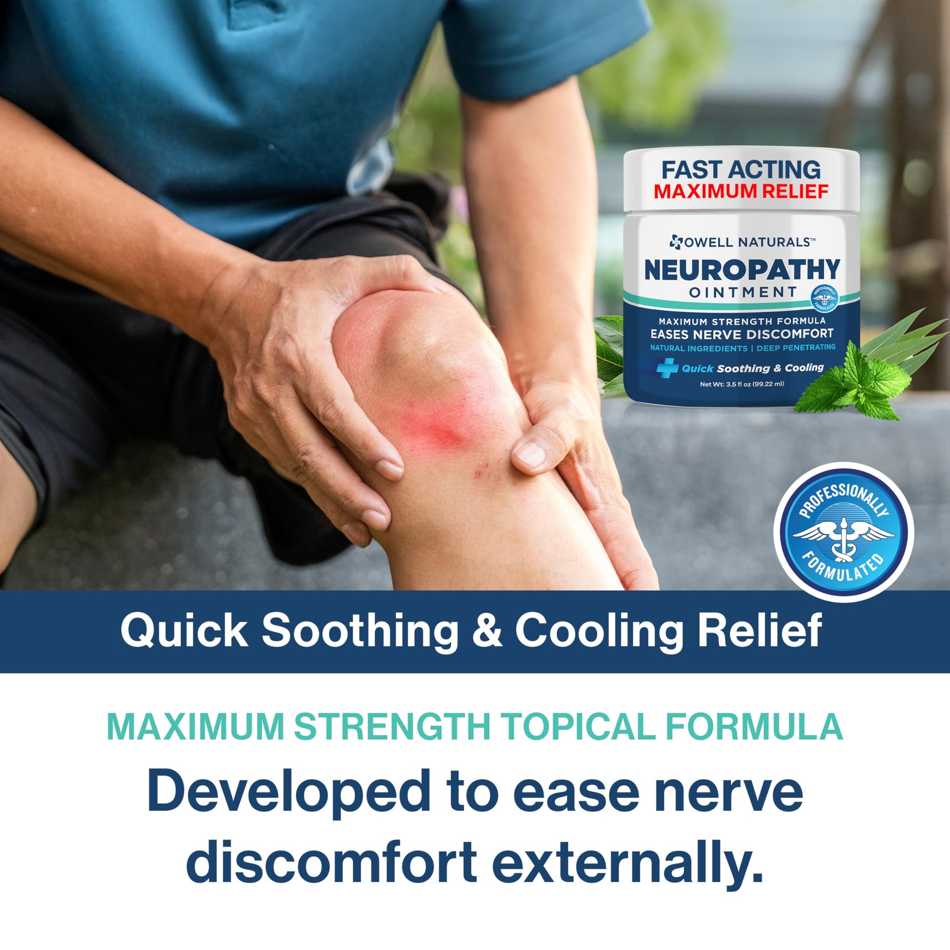 Owell Naturals Neuropathy Nerve Ointment for Feet, Fingers, Hands, Toes, Back, Legs & Arms - Fast-Acting Formula, Max Strength, Cooling Effect, 3.5 Fl Oz Owell Naturals buy supplements canada