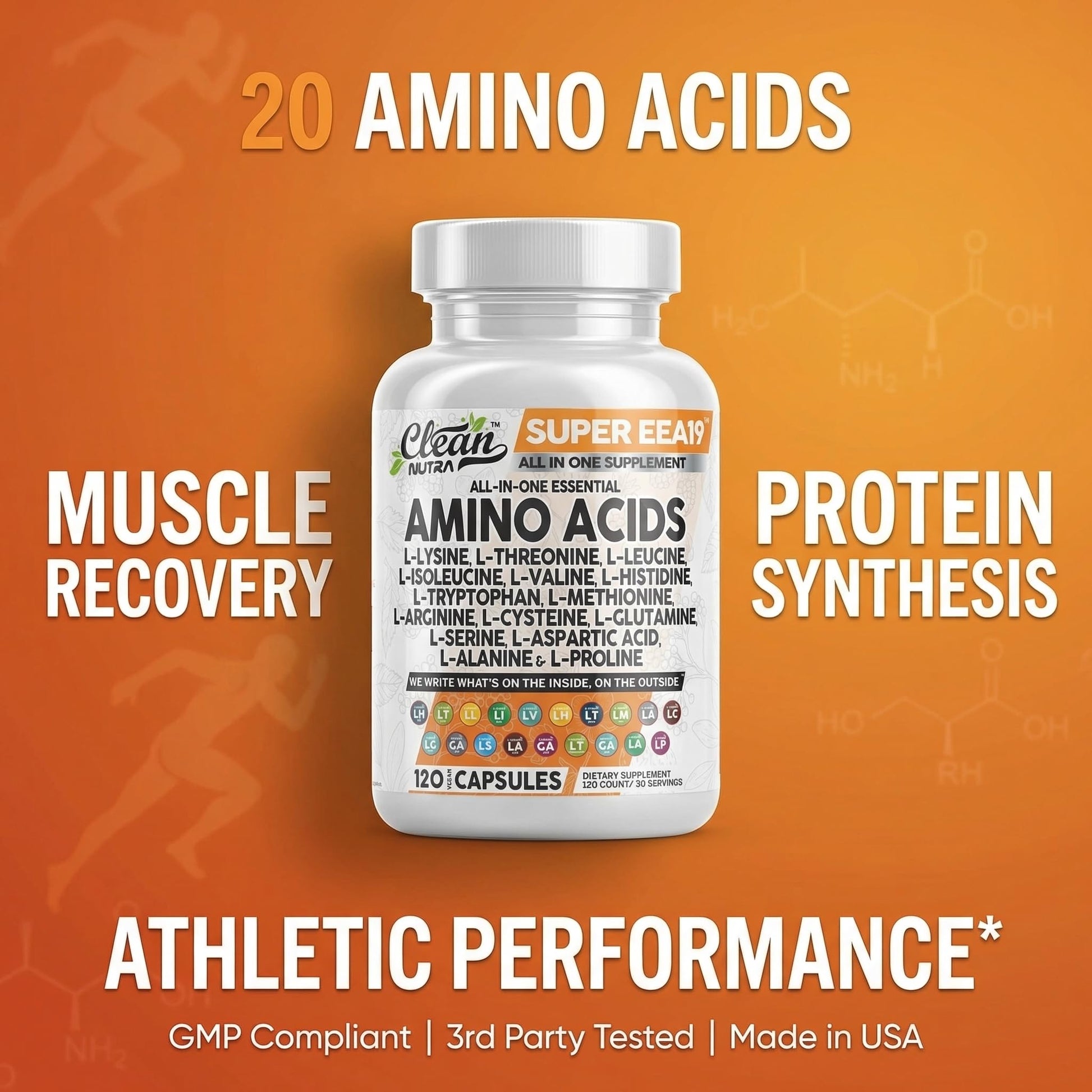 Clean Nutraceuticals Amino Acids Supplement L-Lysine, L-Threonine, L-Leucine, Isoleucine, Valine, L-Histidine, L-Tryptophan, L-Methionine, L-Arginine, L-Cysteine, Clean Nutraceuticals buy supplements canada