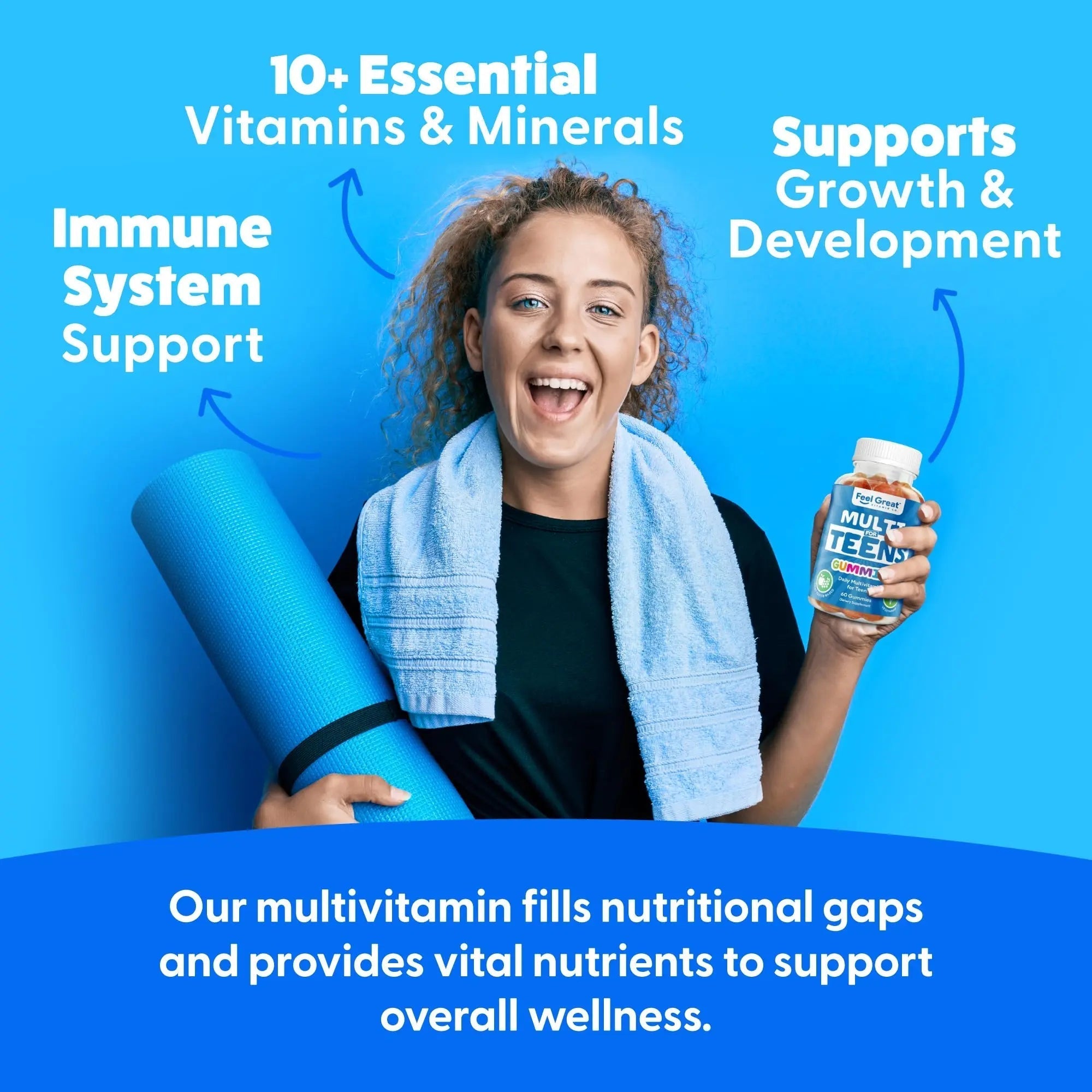 Feel Great Teen Vitamins Multivitamin Gummies | Citrus & Strawberry Flavor for Teen Boys & Girls | for Bone, Muscle & Immune Support | The Feel Great Vitamin Company buy supplements canada