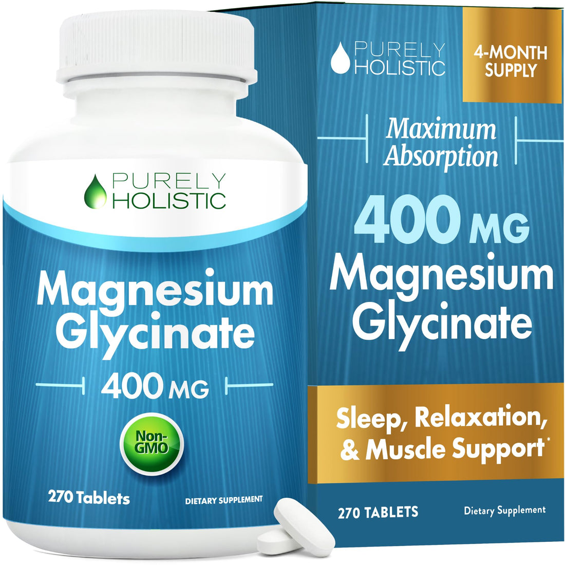 Magnesium Glycinate 400mg | 4+ Month Supply | Sleep, Relaxation & Muscle Support | High Absorption Chelated Magnesium Supplement for Women & Men Purely Holistic buy supplements canada