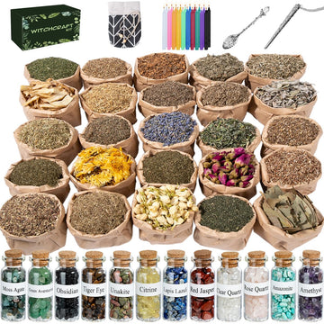 JUSTASHOW 61PCS Witchcraft Supplies for Wiccan Spells, Witchcraft Starter Kit, Spell Candles JUSTASHOW buy supplements canada
