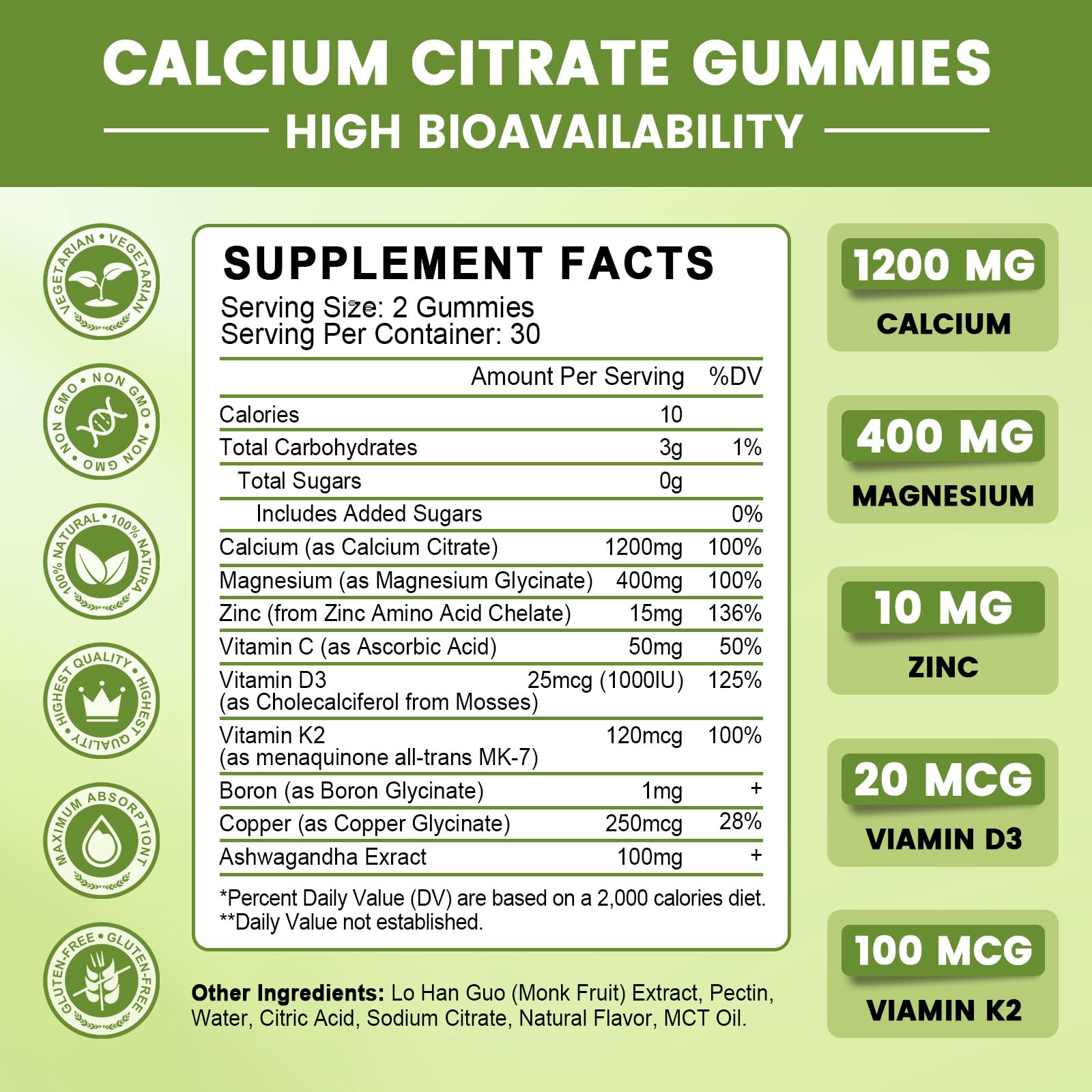 Calcium Citrate Gummies for Women, 1200mg Calcium Citrate Magnesium with Vitamin C D3 K2, Absorption Calcium Supplements for Bone, Muscle, Immune, Sugar Free (120Count) GONGOTA buy supplements canada