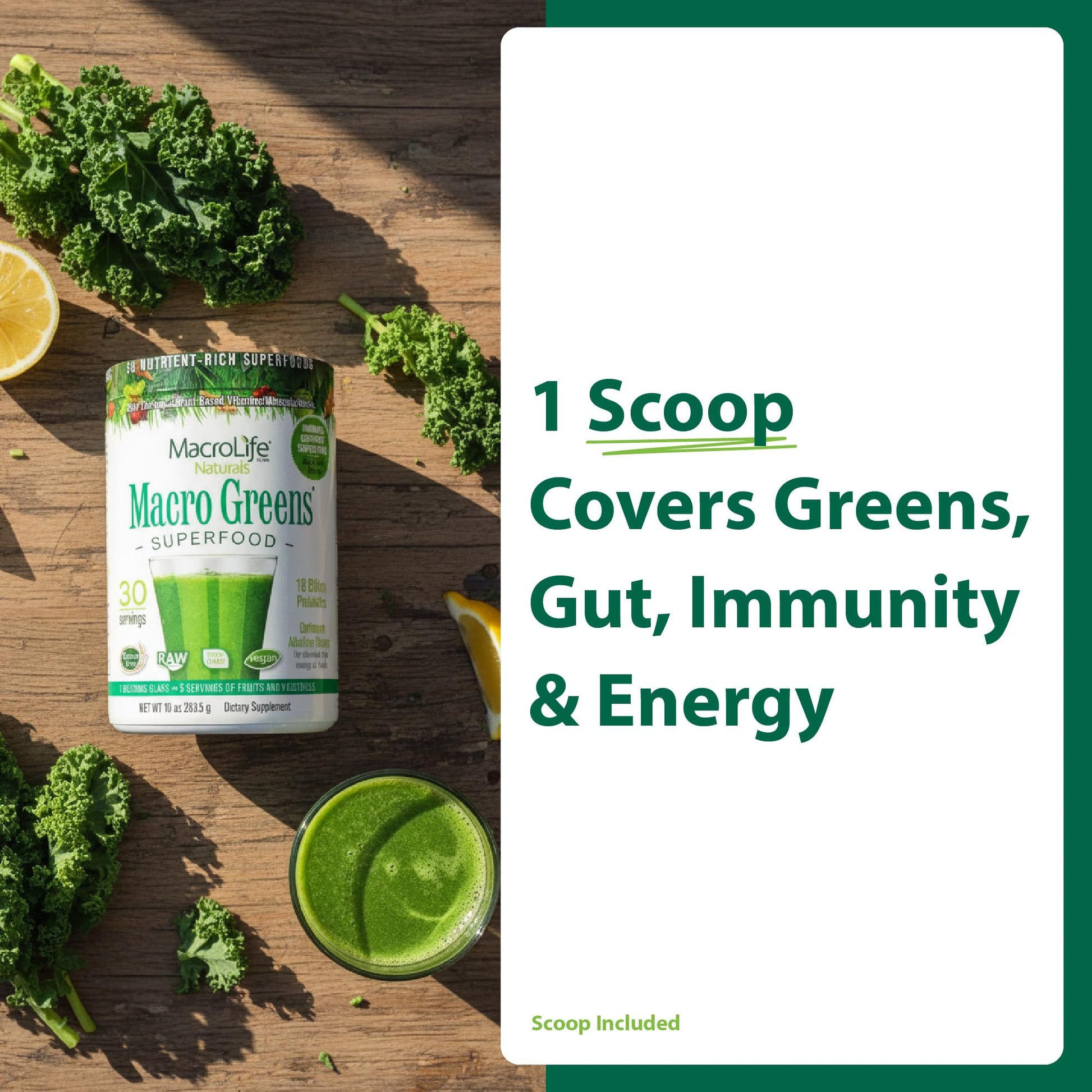 MacroLife Naturals Macro Greens Superfood Powder – 38 Superfoods with Probiotics, Digestive Enzymes & Adaptogens | Non GMO, Vegan, Gluten Free | 18B CFU | 10 oz (30 Servings) MacroLife Naturals buy supplements canada