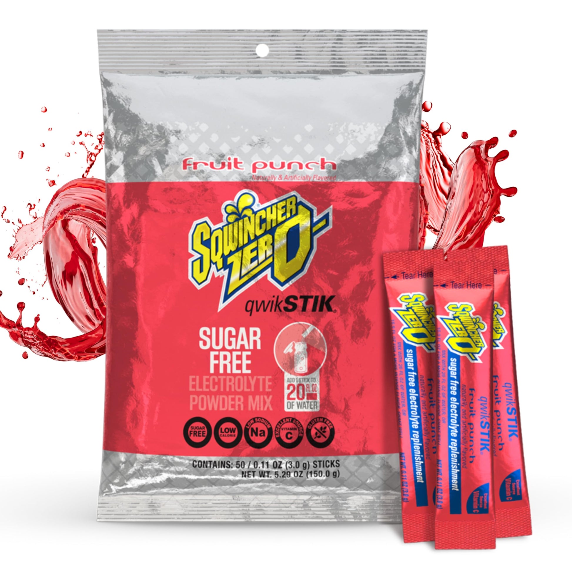 Sqwincher Zero Qwik Stik, Fruit Punch, Sugar Free, Low Calorie, Low Sodium Electrolyte Powder Hydration Drink Mix, .11 0z Packet (Pack of 50) Sqwincher buy supplements canada