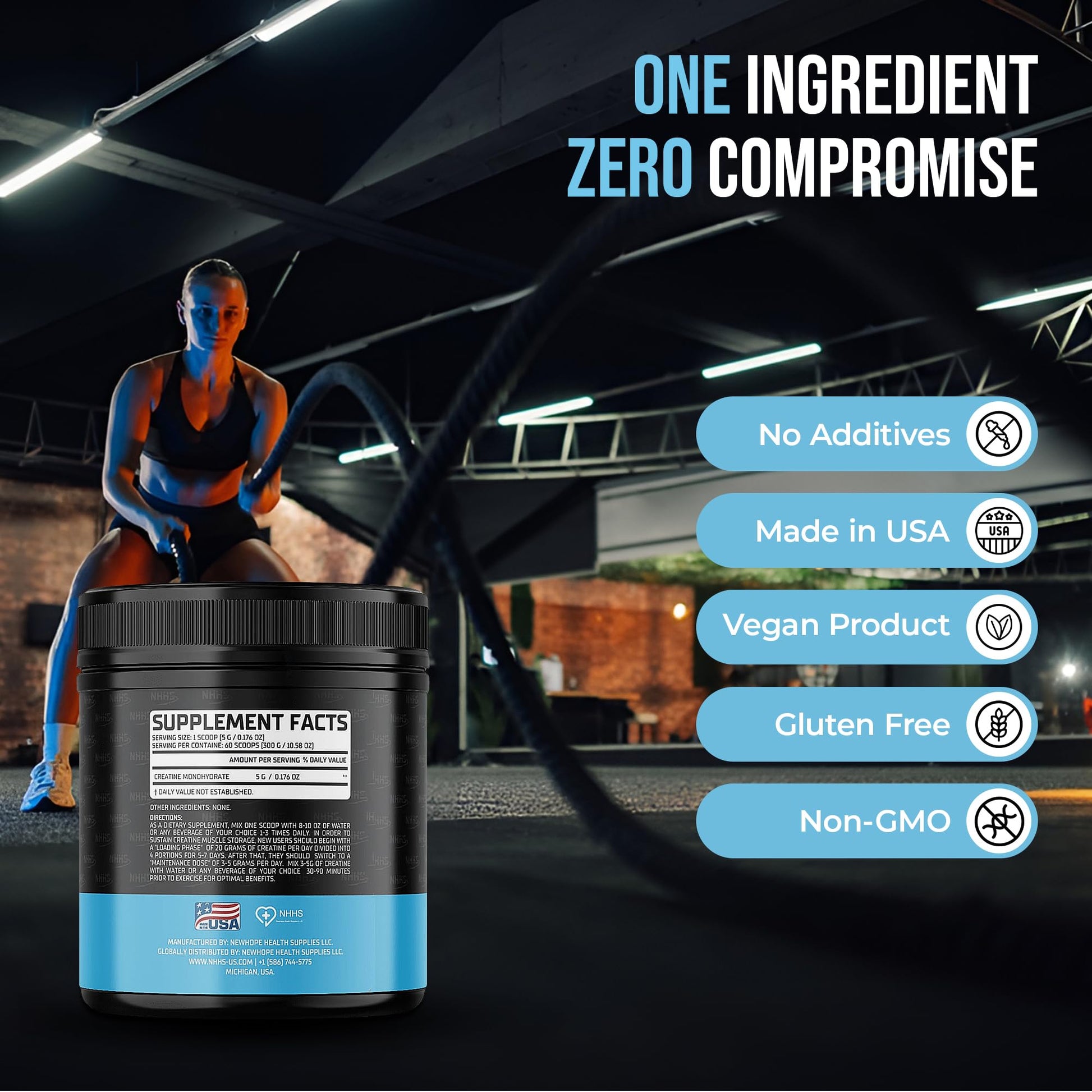 NHHS Micronized Creatine Monohydrate – Supports Strength & Muscle Performance | Ultra-Pure, Unflavored, 60 Servings, 300 Grams – Made in USA, Gluten-Free, Non-GMO NHHS buy supplements canada