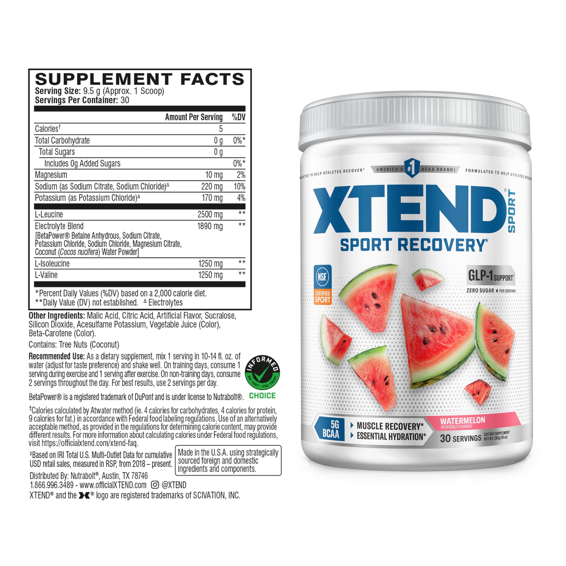 Xtend Sport BCAA Powder Watermelon - Electrolyte Powder for Recovery & Hydration with Amino Acids - 30 Servings Xtend buy supplements canada