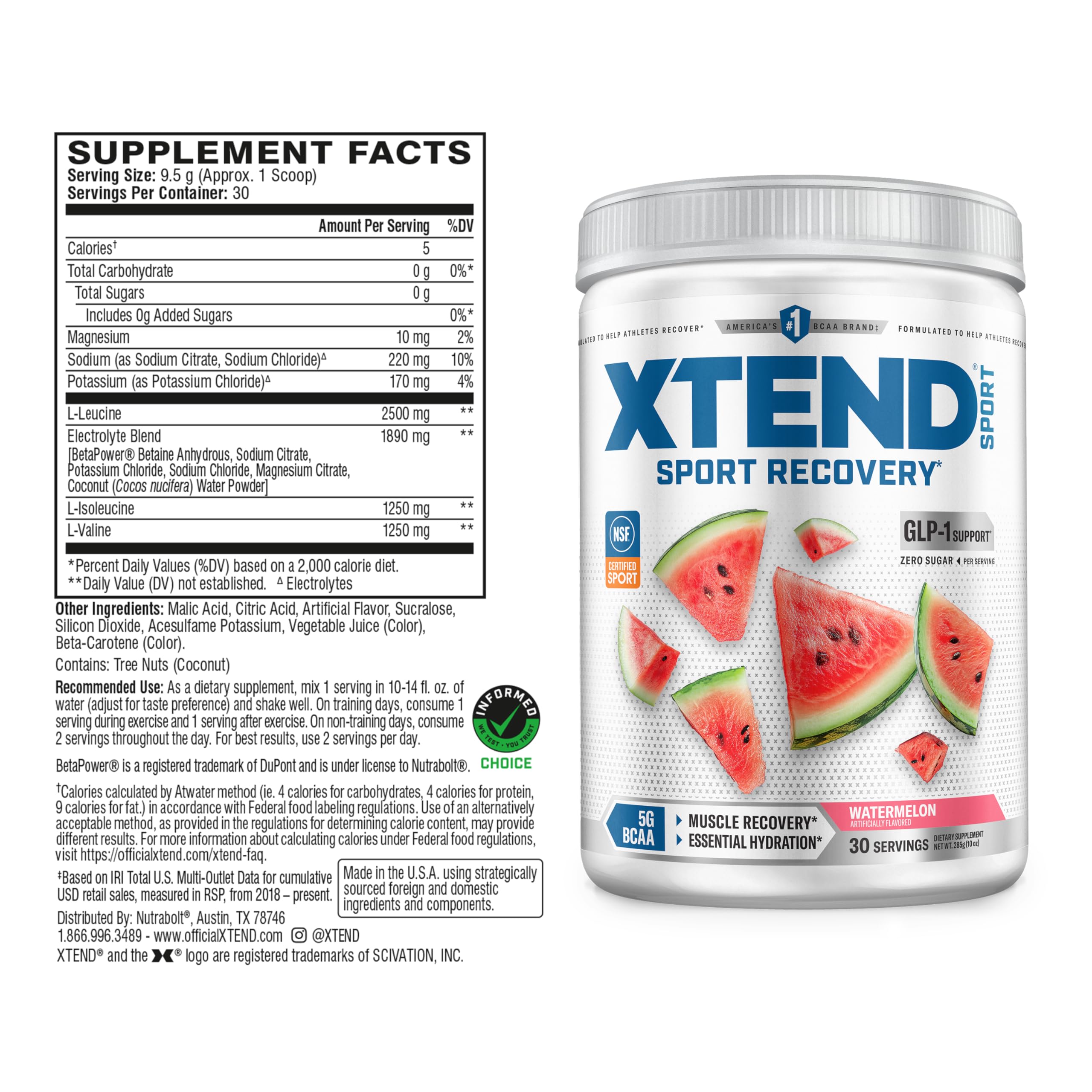 Xtend Sport BCAA Powder Watermelon - Electrolyte Powder for Recovery & Hydration with Amino Acids - 30 Servings Xtend buy supplements canada