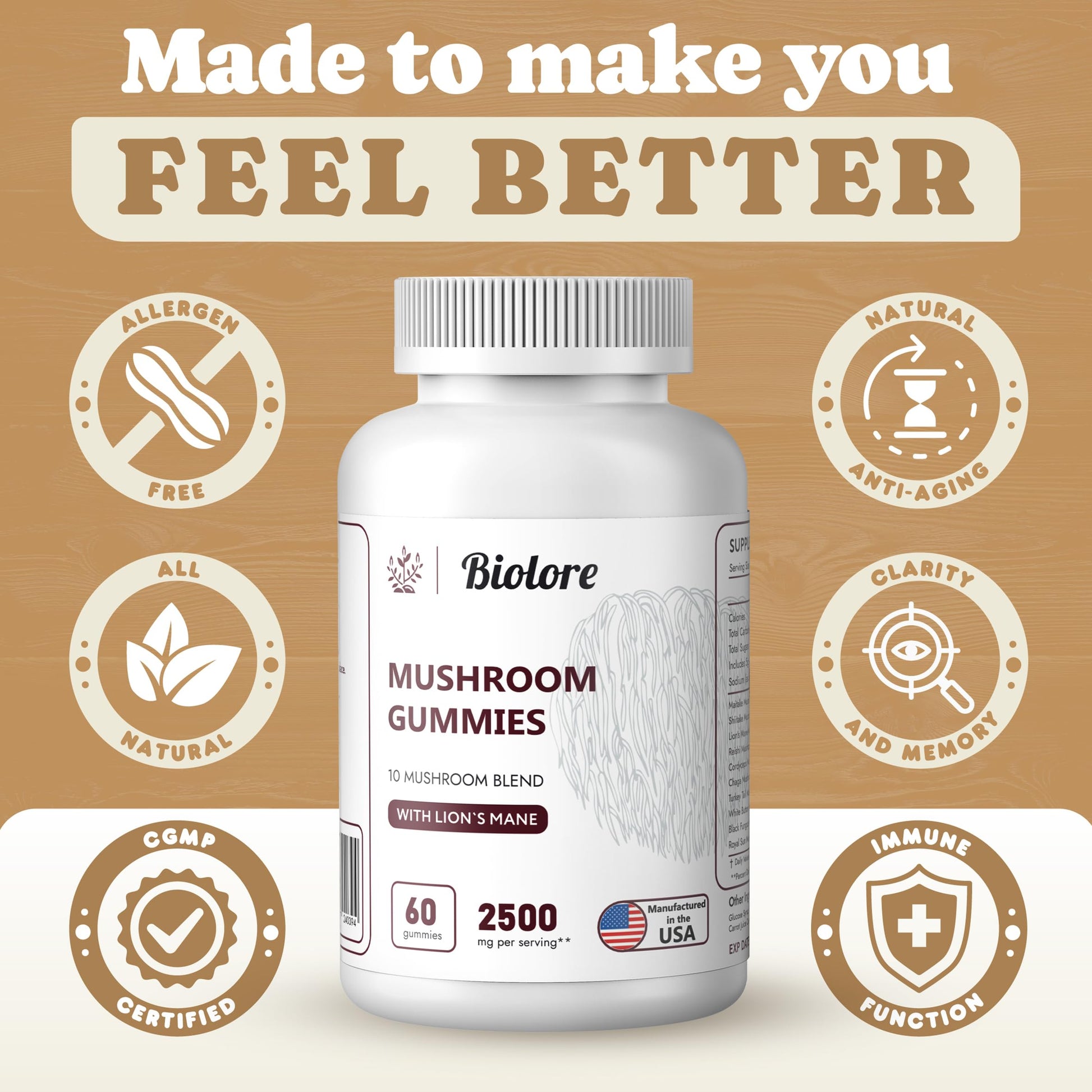 Biolore Mushroom Complex Gummies: 10 Powerful Mushrooms with Chaga, Lions Mane Biolore buy supplements canada
