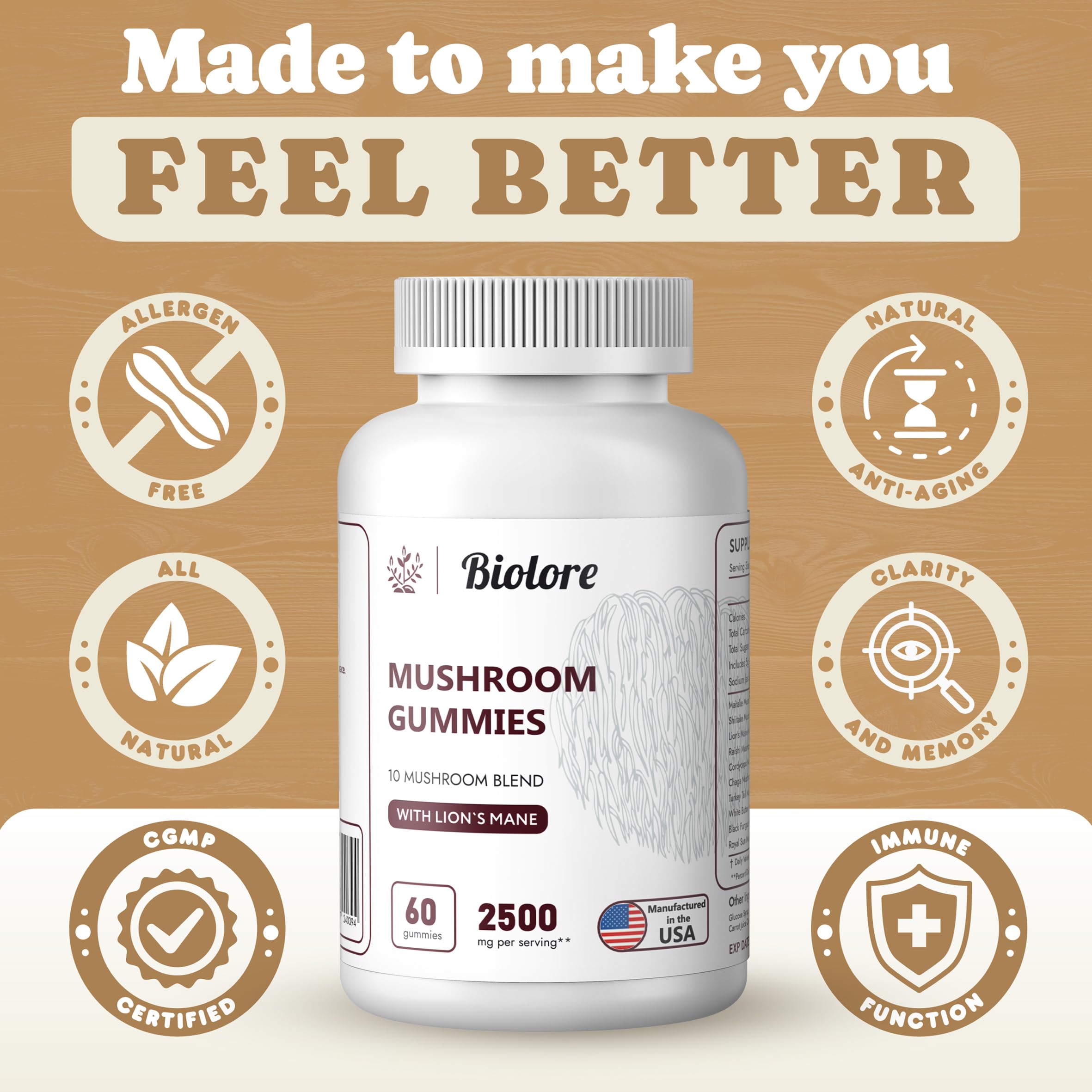 Biolore Mushroom Complex Gummies: 10 Powerful Mushrooms with Chaga, Lions Mane Biolore buy supplements canada