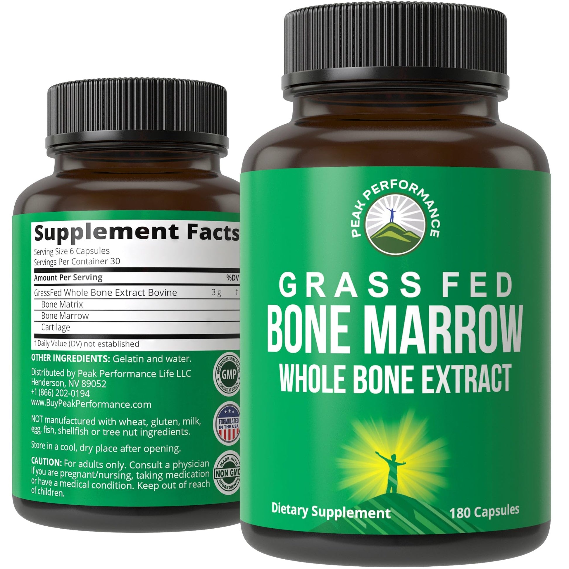 Peak Performance Grass Fed Bone Marrow - Whole Bone Extract Supplement 180 Capsules. Superfood Pills Rich in Collagen, Vitamins, and Amino Acids. from Matrix, Marrow, Cartilage. Ancestral Tablets Peak Performance buy supplements canada