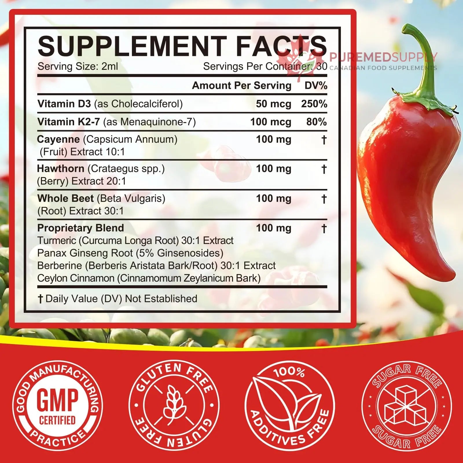Cayenne Pepper Drops, Cayenne Pepper Extract with Herbal Blend - Includes Hawthorn, Beet Root & Turmeric (1Pack) WHLH & WELL-BEING buy supplements canada