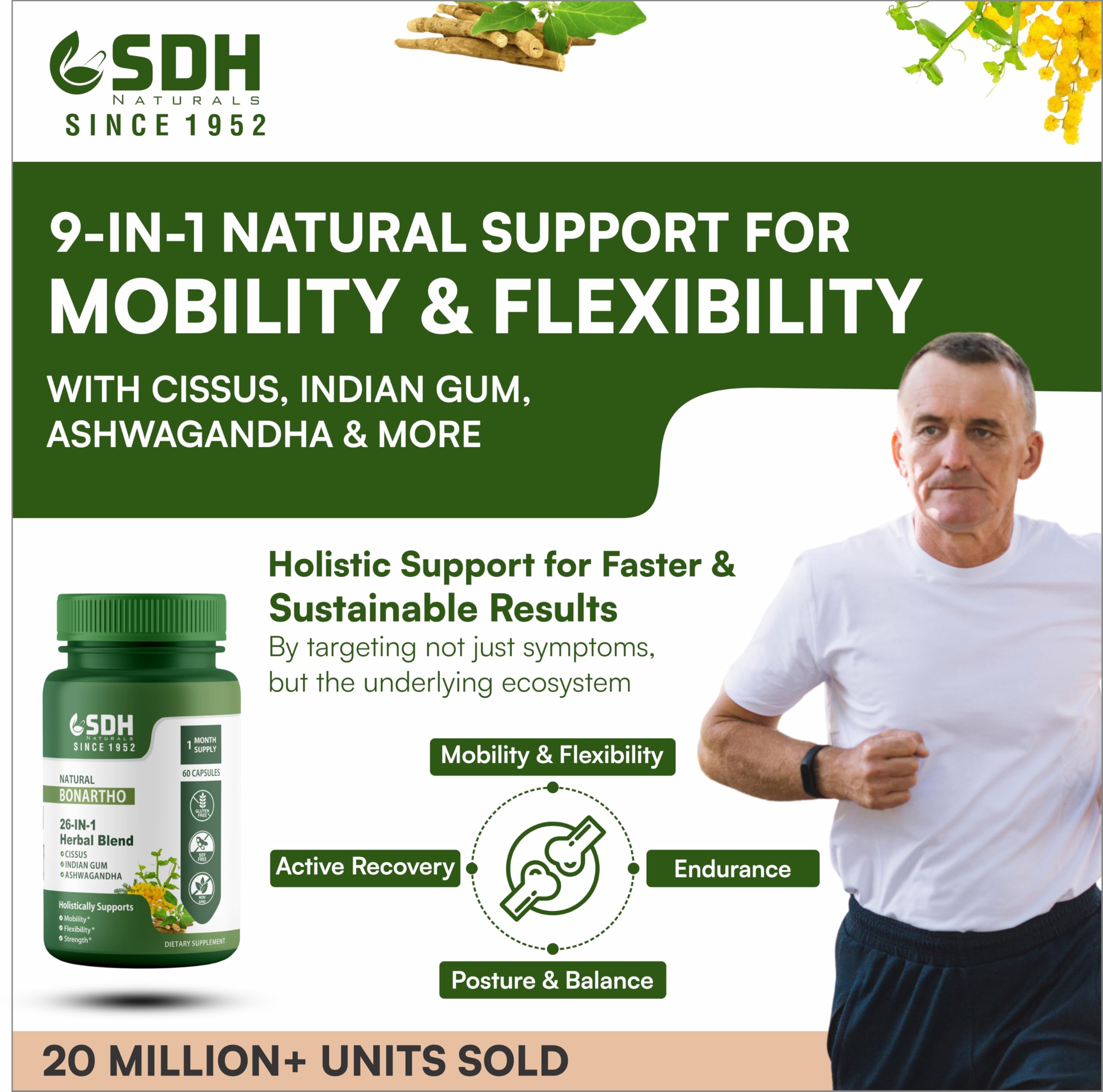 SHREE DHANWANTRI HERBALS SDH Bonartho | Bone & Joint Support Supplement | Move with Comfort & Ease | 60 Caps (1 Mon Supply) SHREE DHANWANTRI HERBALS buy supplements canada