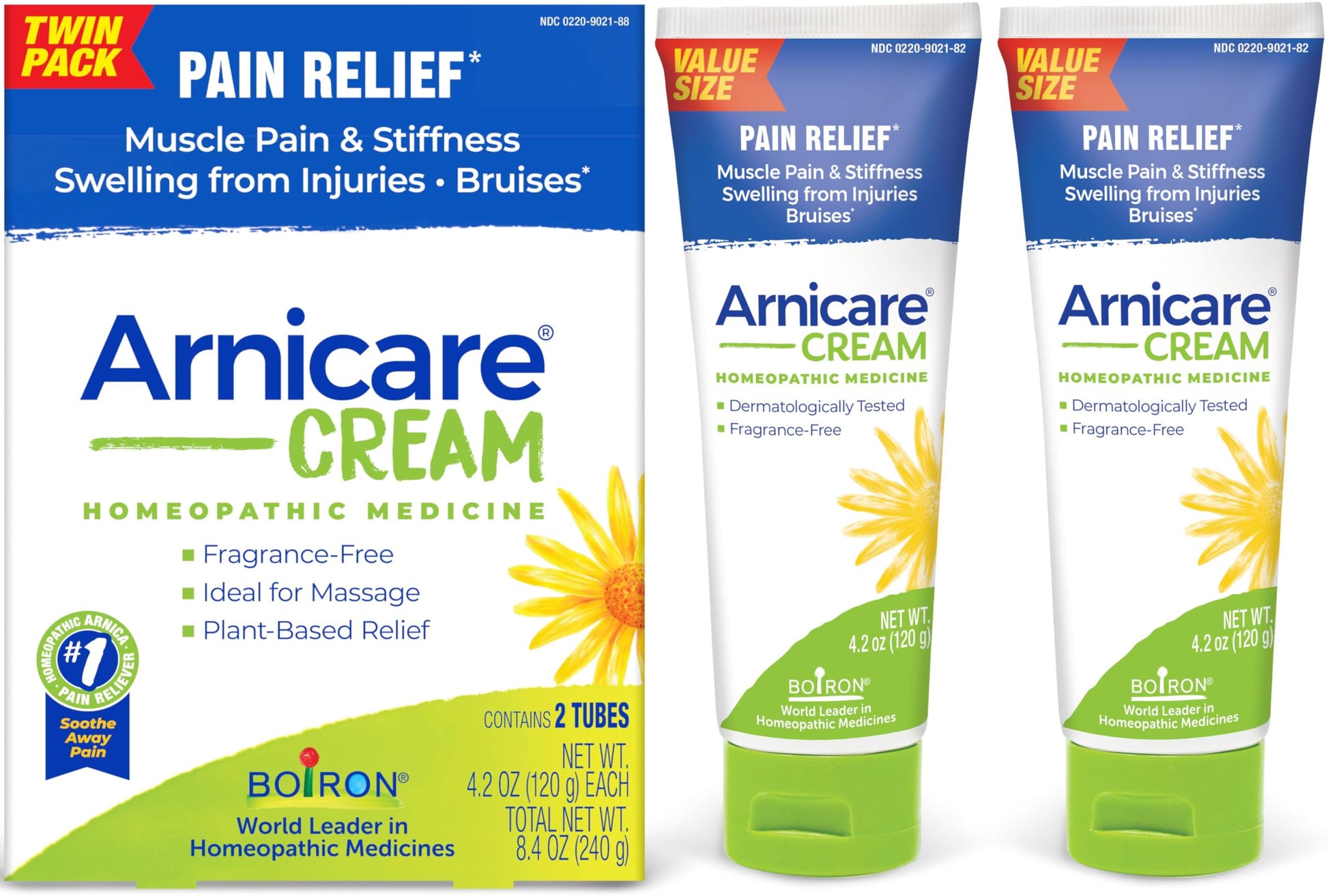 Boiron Arnicare Cream 4.2 oz (Twin Pack) for Joint Pain, Muscle Pain Relief, Swelling, Soreness, Stiffness, and Bruises - Fast Absorbing and Fragrance-Free Arnica Boiron buy supplements canada