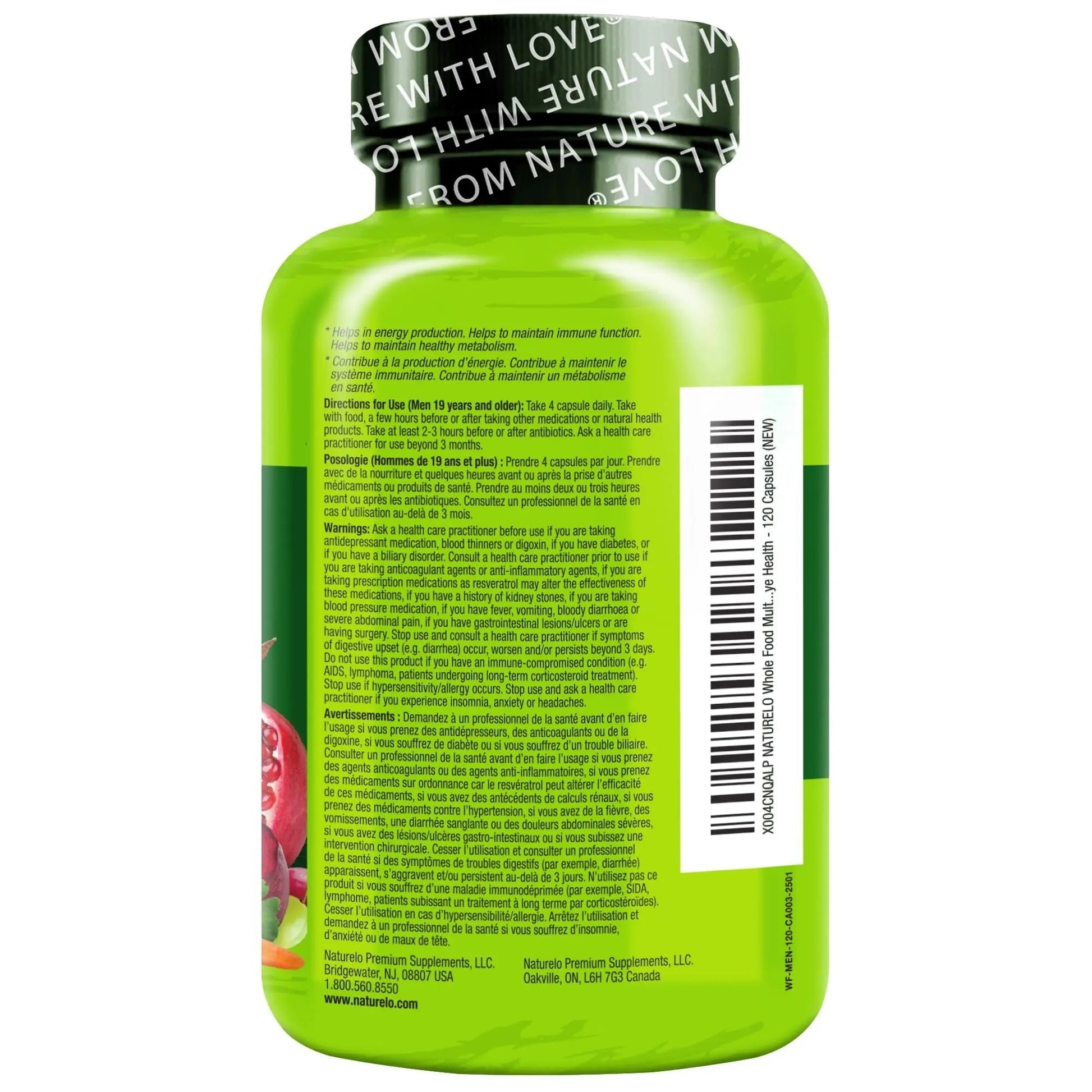 NATURELO Mens Multivitamins - Whole Food Multivitamin for Men with Vitamins, Minerals - 120 Vegetarian Capsules for Energy, Brain, Heart, Eye Health* NATURELO buy supplements canada